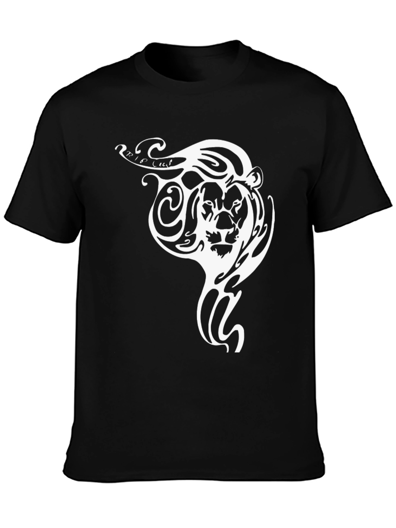 Black Tribal Lion Graphic Tee - Black Cotton Comfort view 3