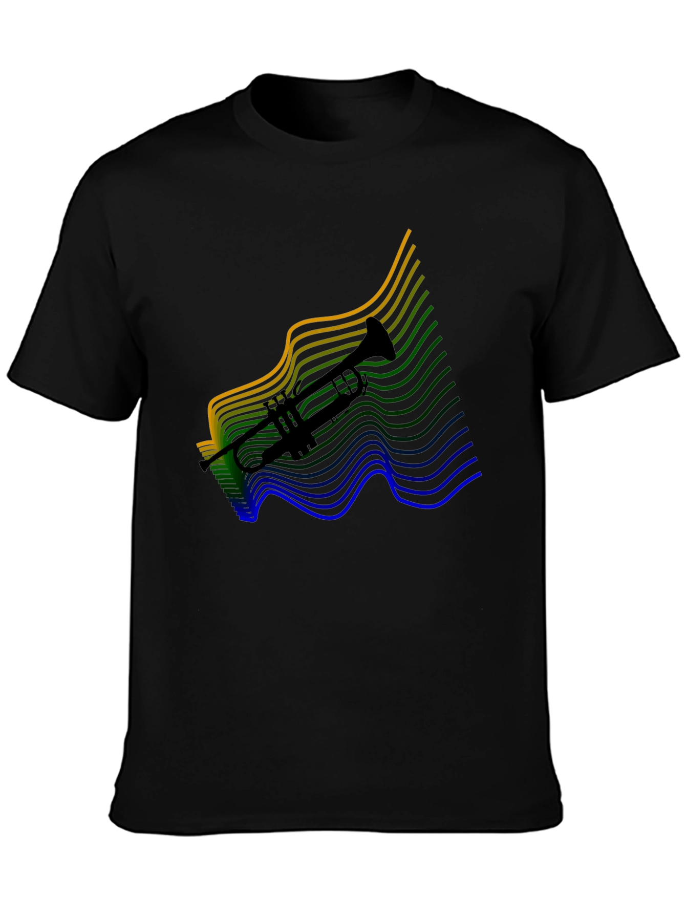 Black Trumpet Black Tee - Musical Instrument Shirt view 3