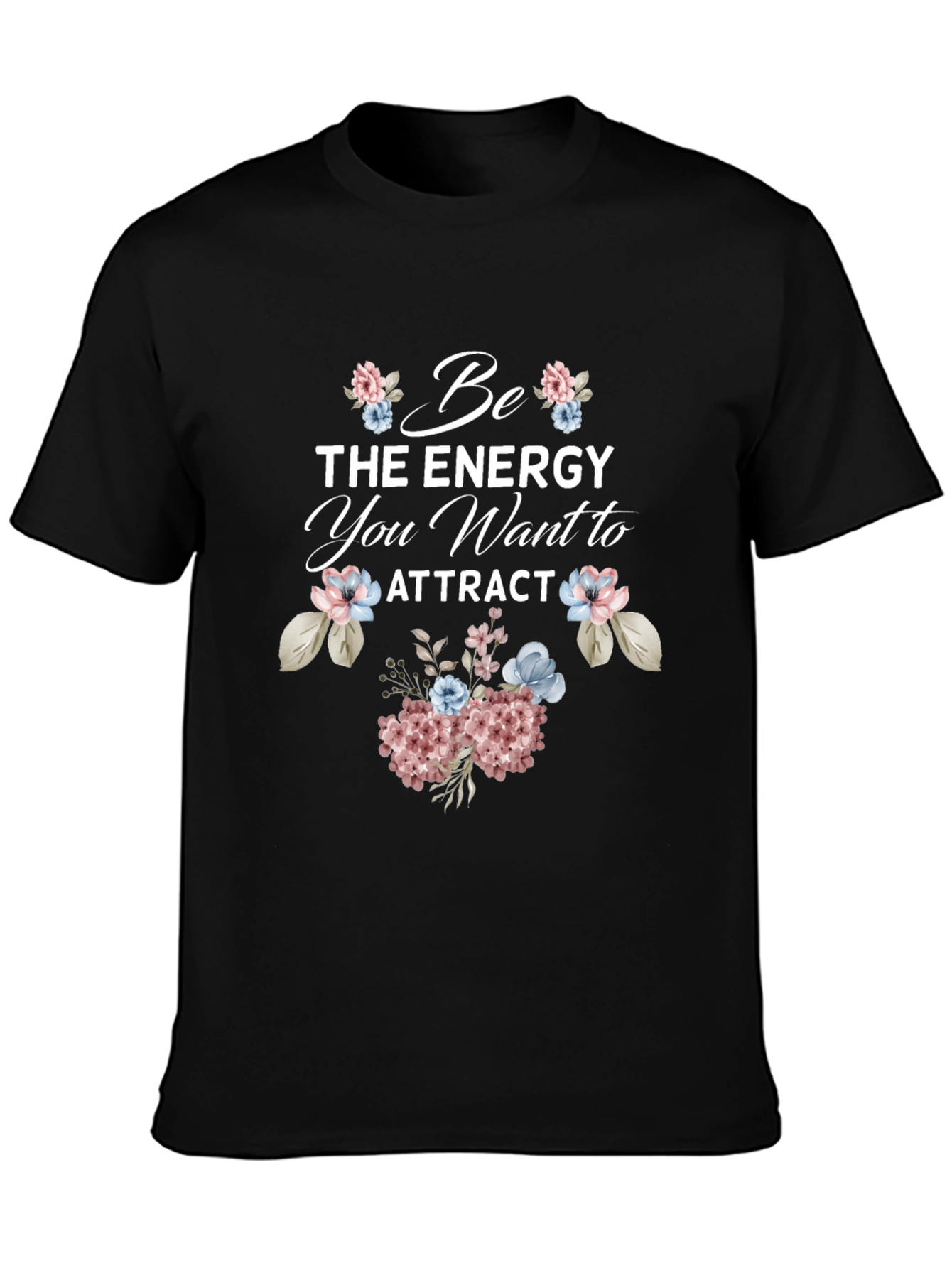 Black Be the Energy Graphic Tee - Floral Design view 3