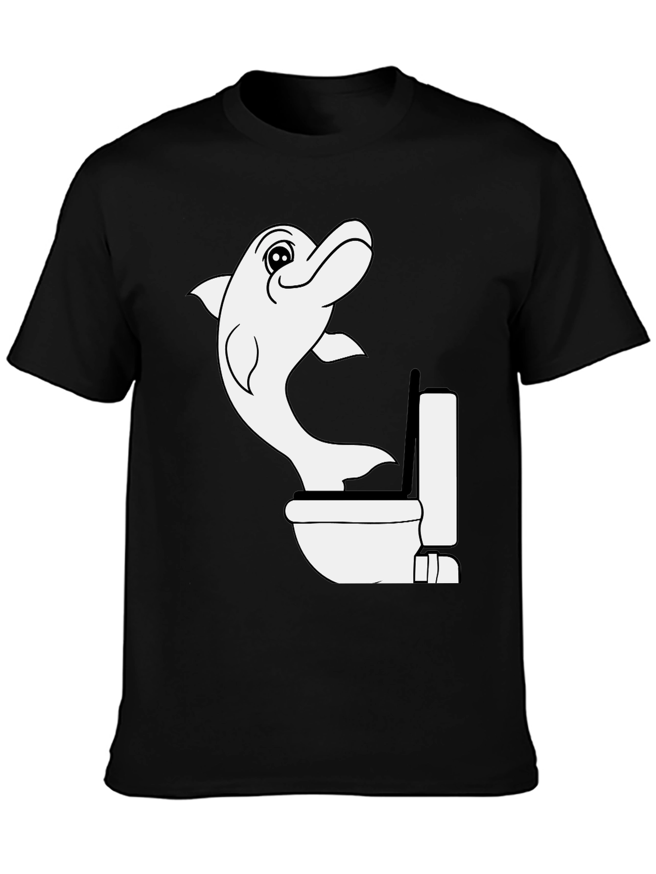 Black Dolphin Toilet Humor T-Shirt view 3