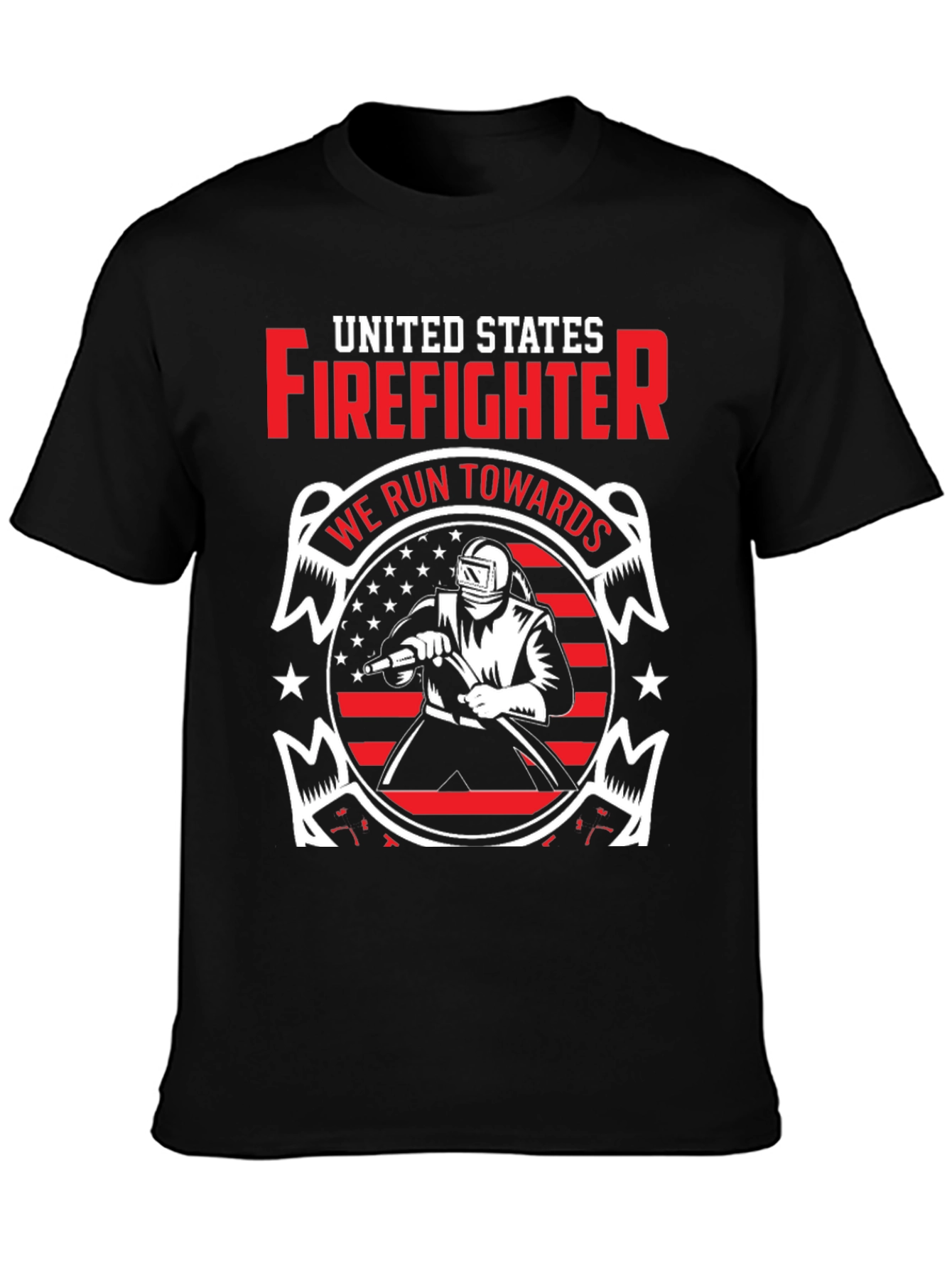 Black United States Firefighter Graphic T-Shirt view 3