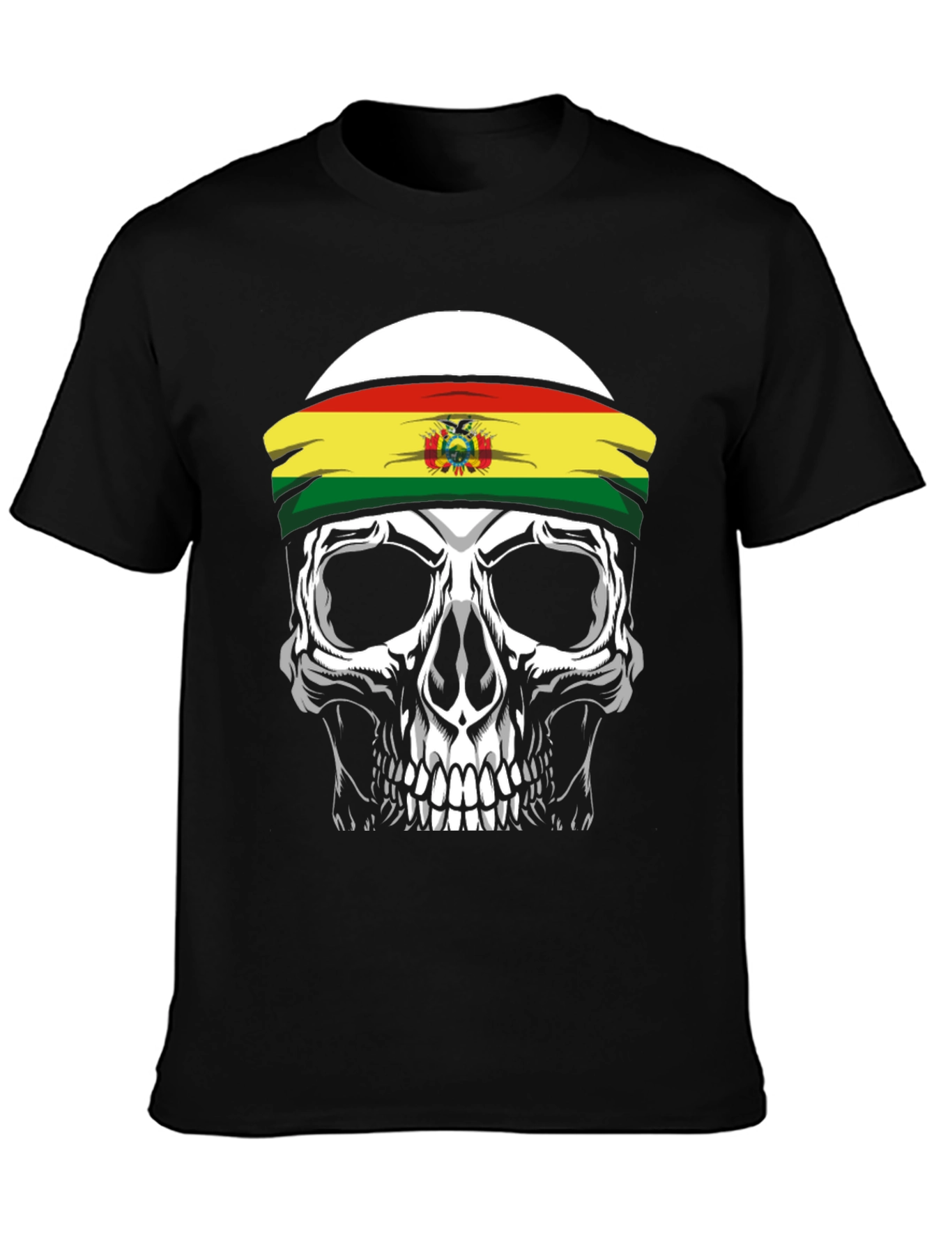 Skull T-Shirt with Bolivian Flag Headband - 3