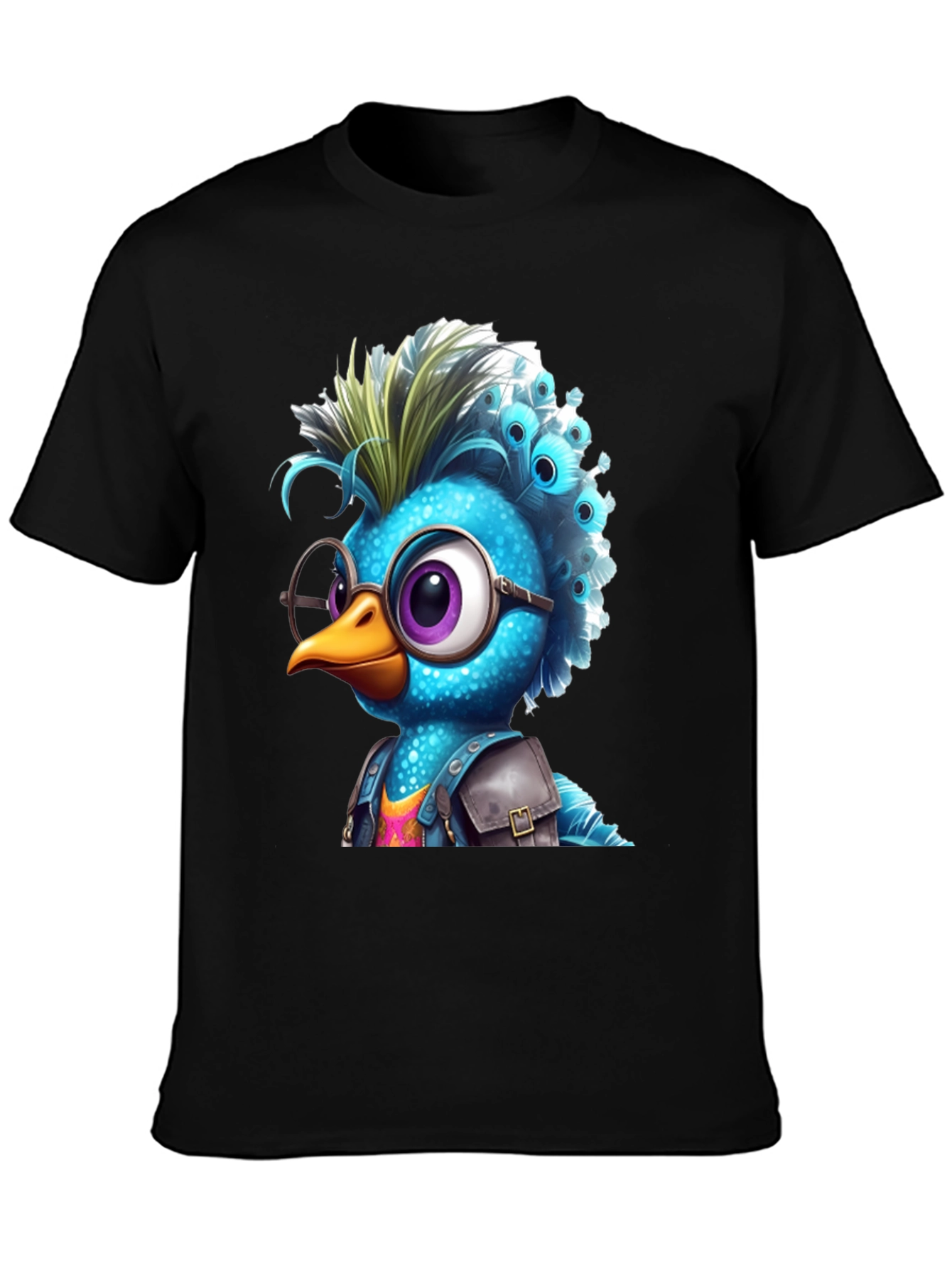 Black Cartoon Bird Graphic T-Shirt view 3