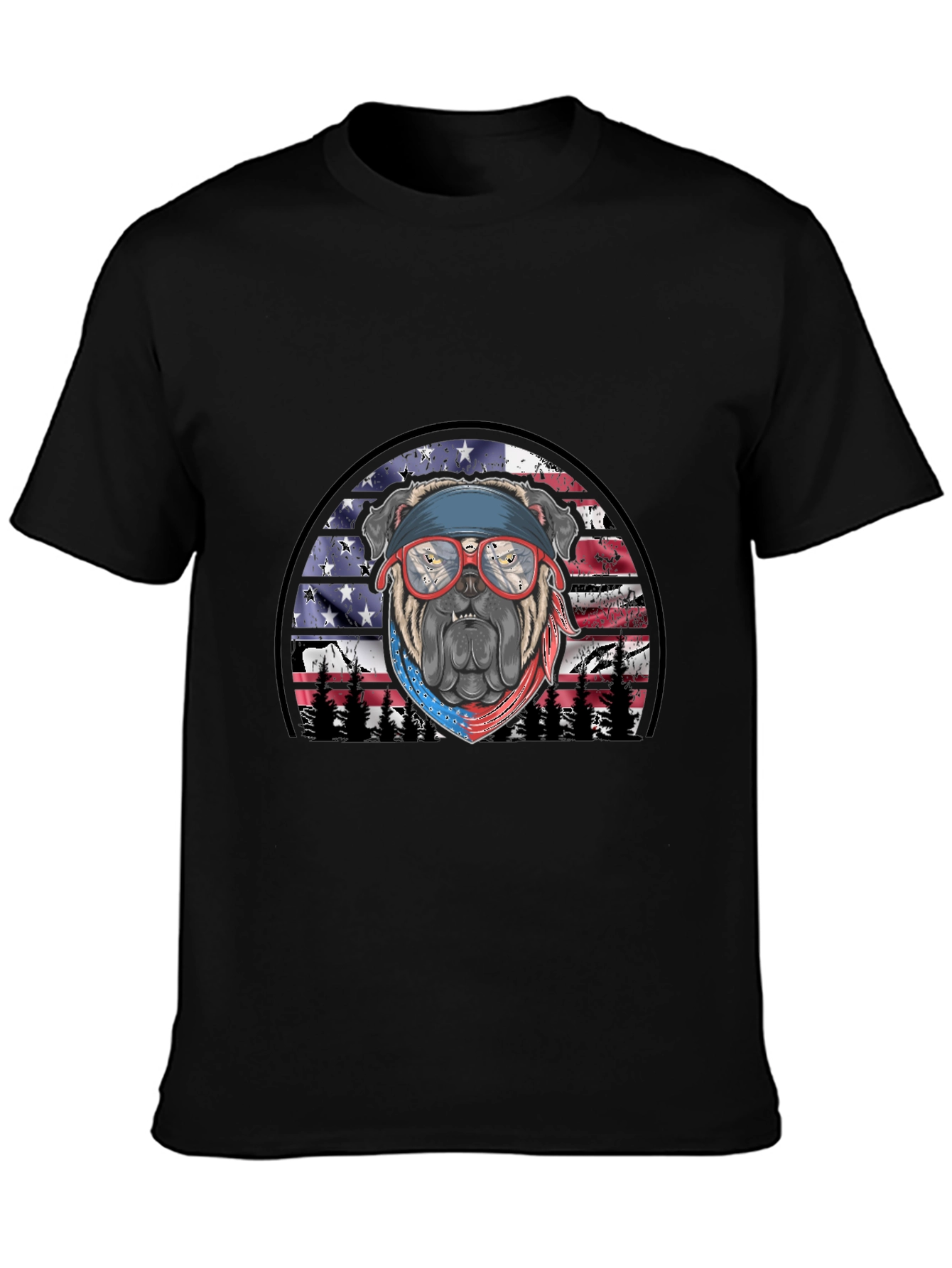 Black Patriotic Bulldog T-Shirt view 3