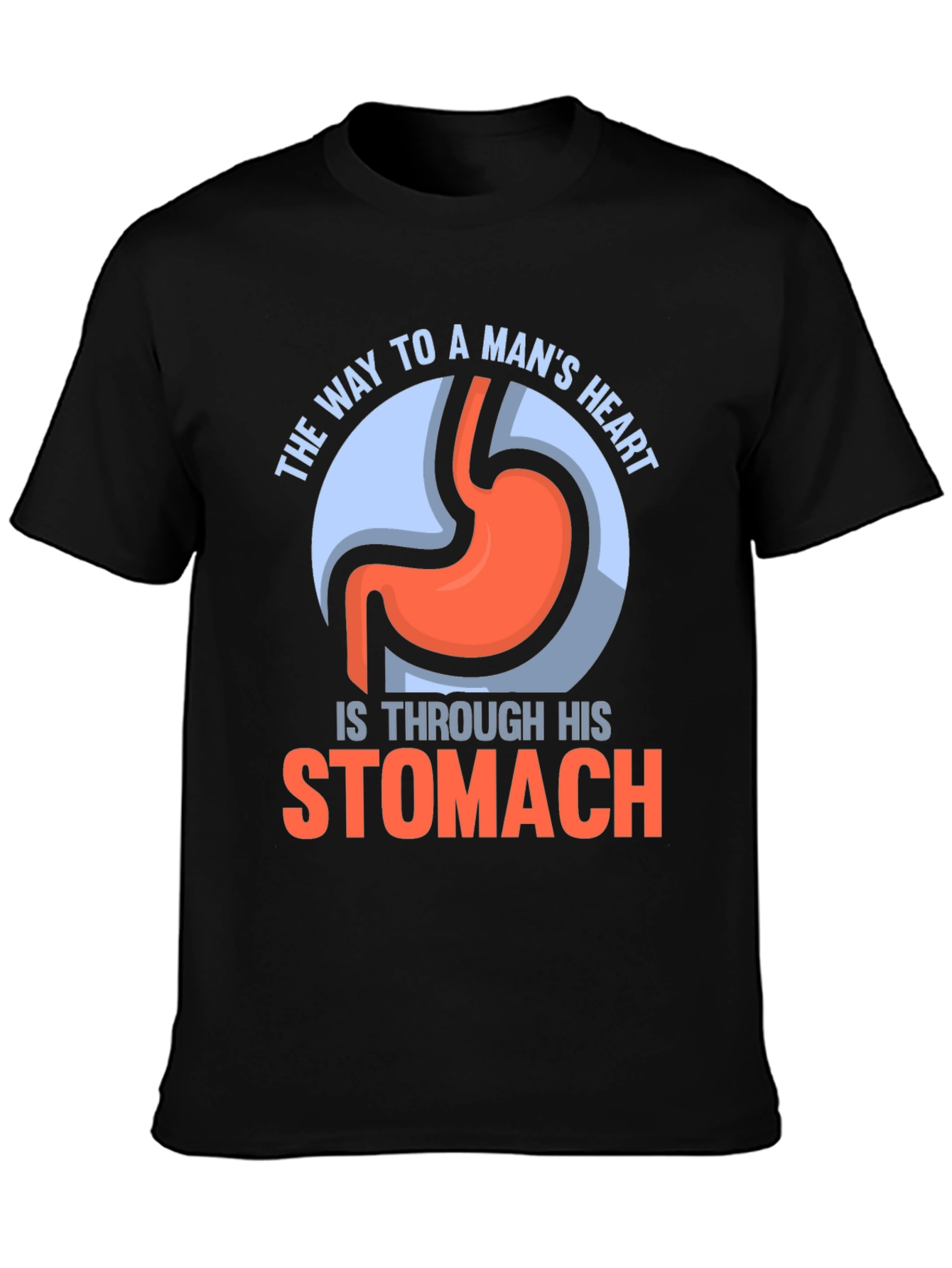 Black Funny Stomach T-Shirt - Way To A Man's Heart view 3