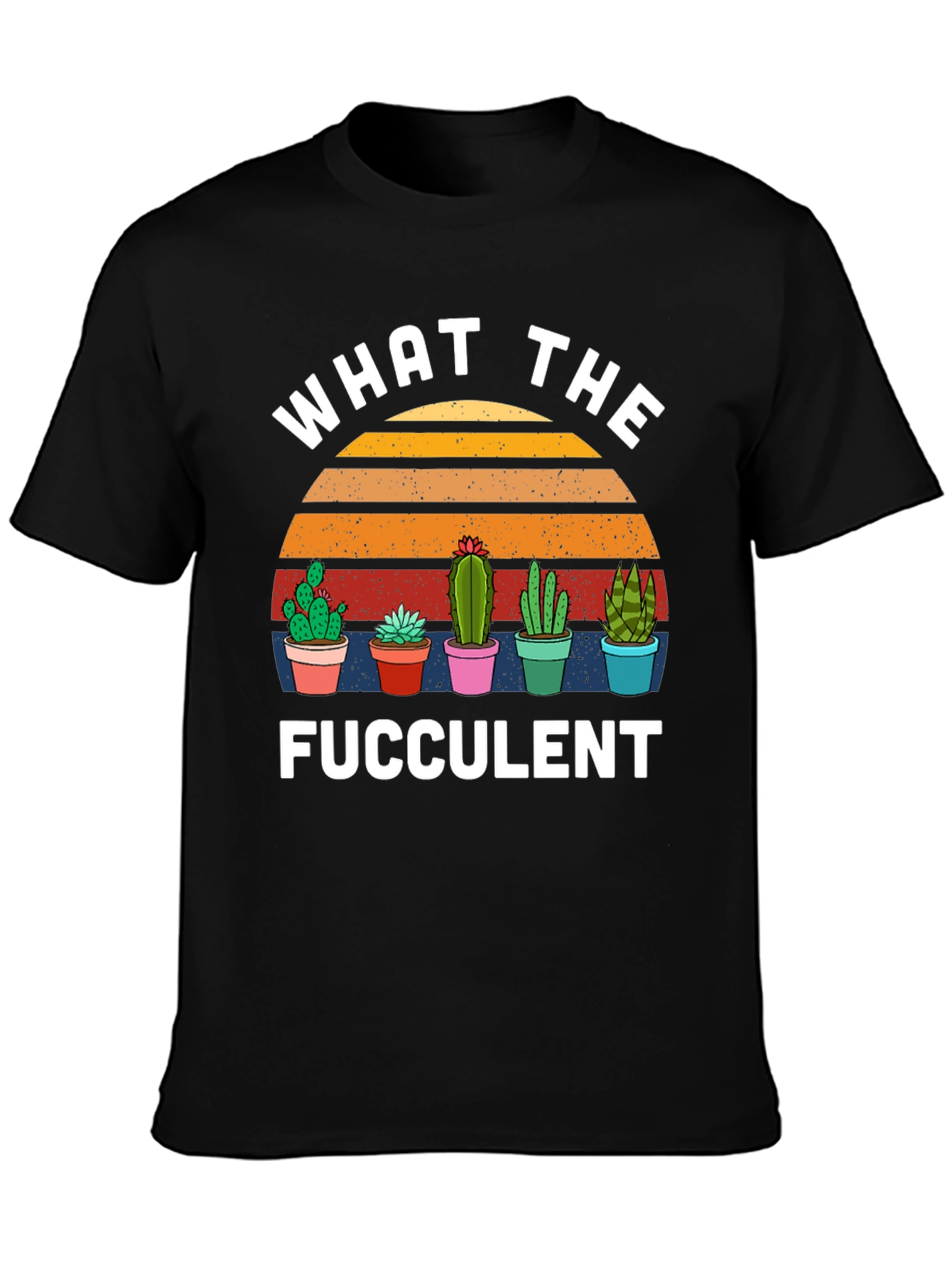 Black What the Fucculent T-Shirt Cactus Graphic Tee view 3
