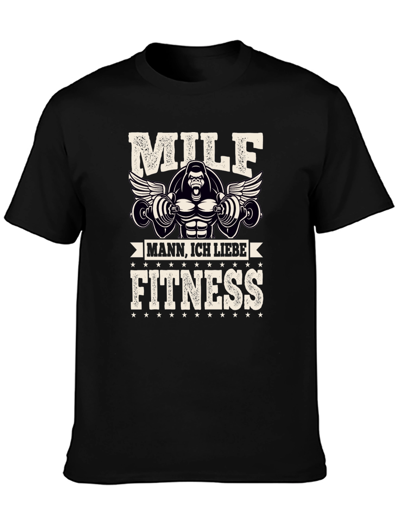Black Milf Mann Fitness Gorilla Black Graphic Tee view 3