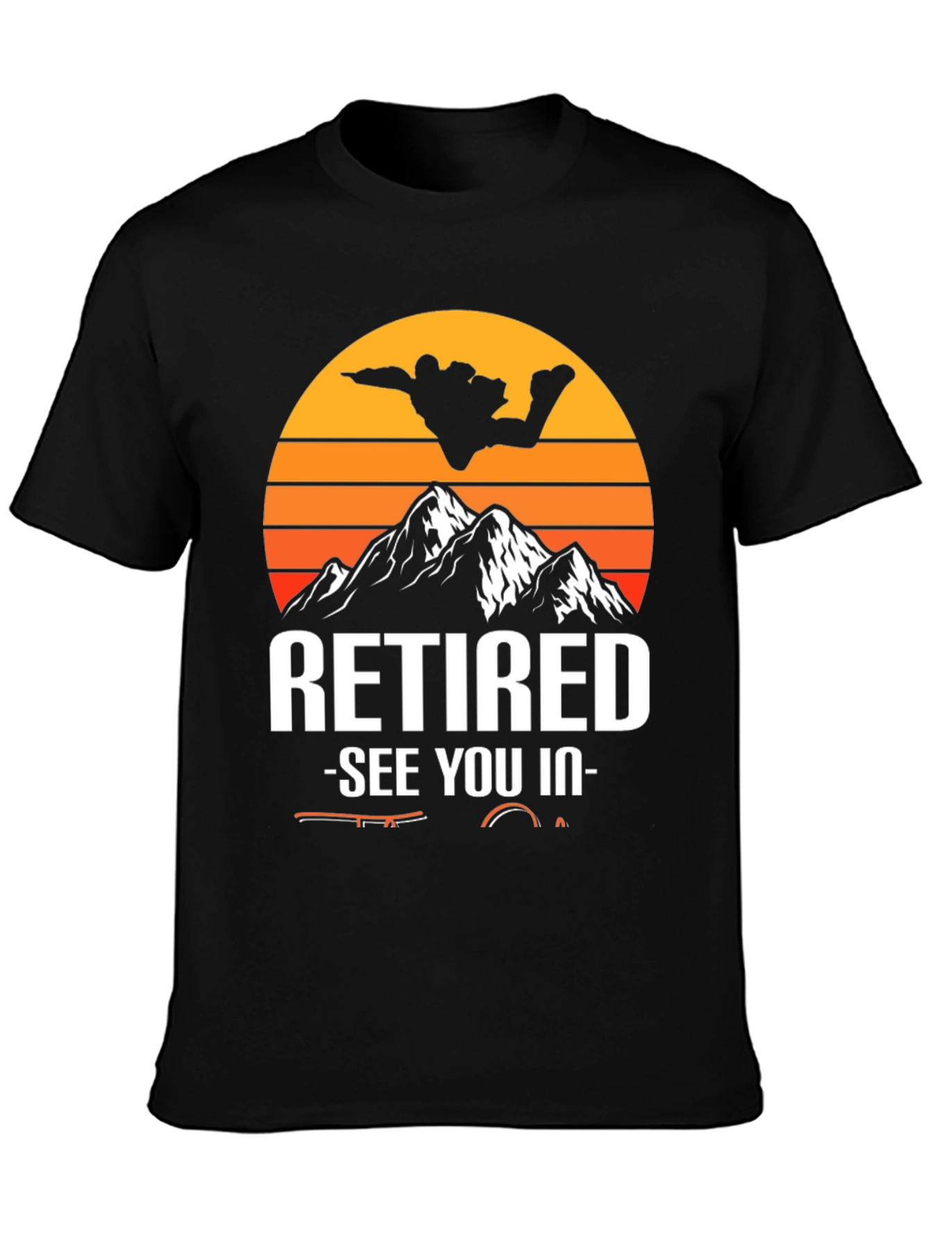 Black Retired Fishing Graphic T-Shirt view 3