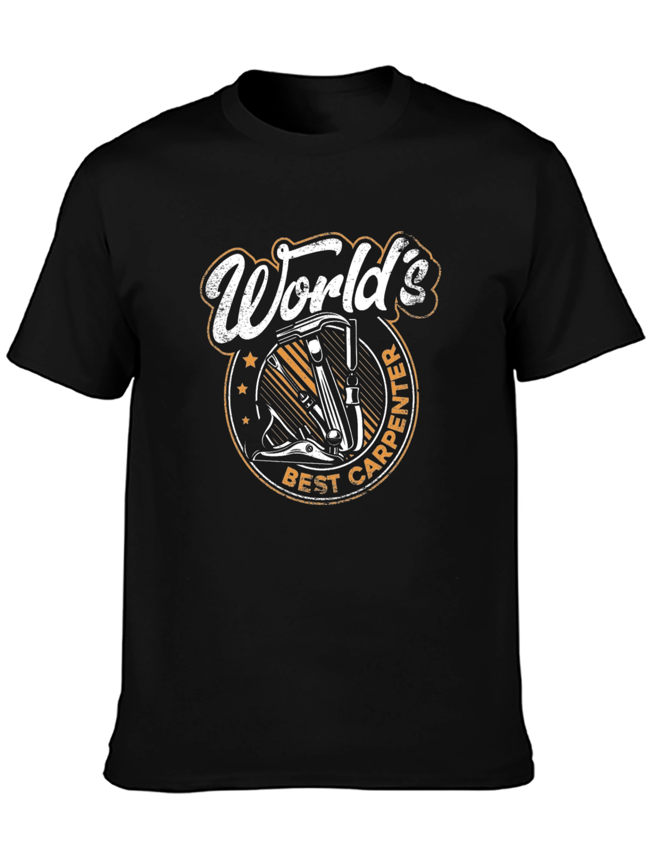 Black World's Best Carpenter T-Shirt - Black, Crew Neck view 3