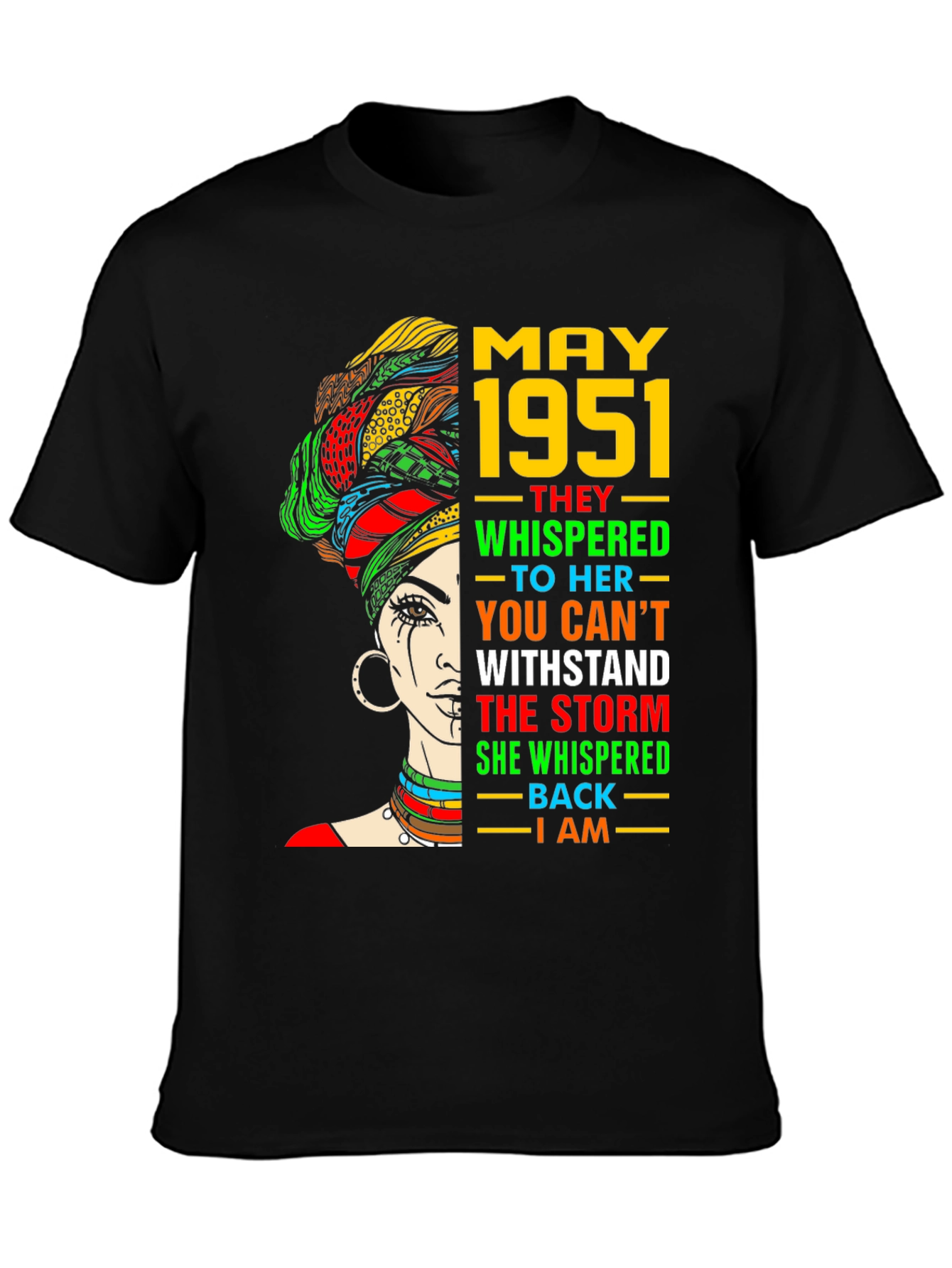 Black May 1951 Birthday T-Shirt view 3
