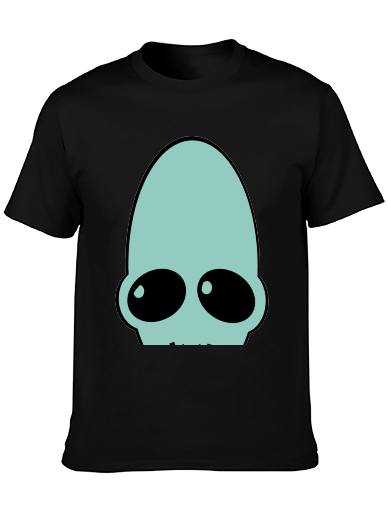 Black Futuristic Alien Head Graphic Tee - Black view 3