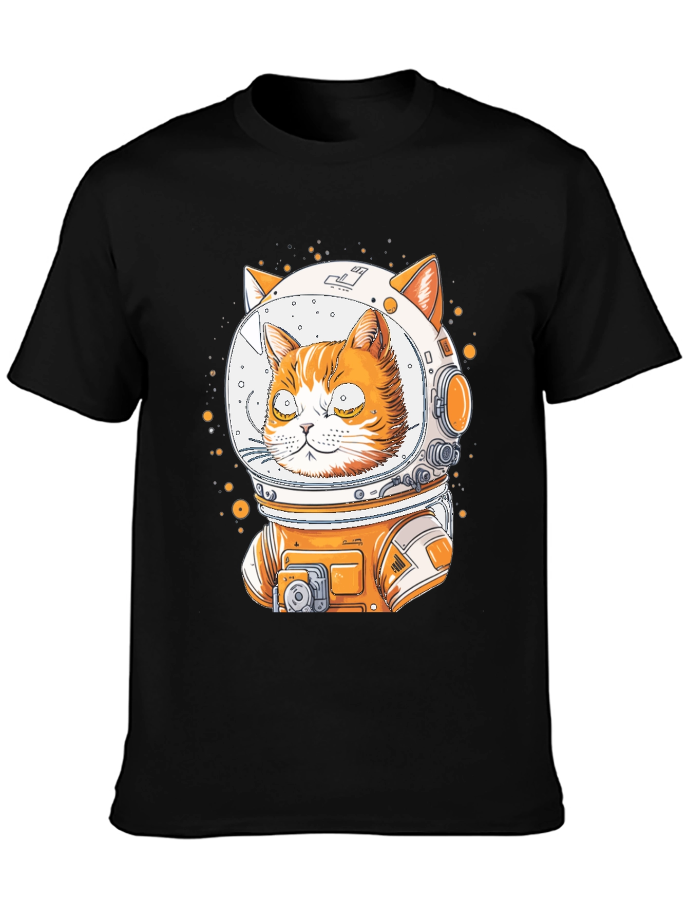 Black Astronaut Cat Graphic T-Shirt view 3