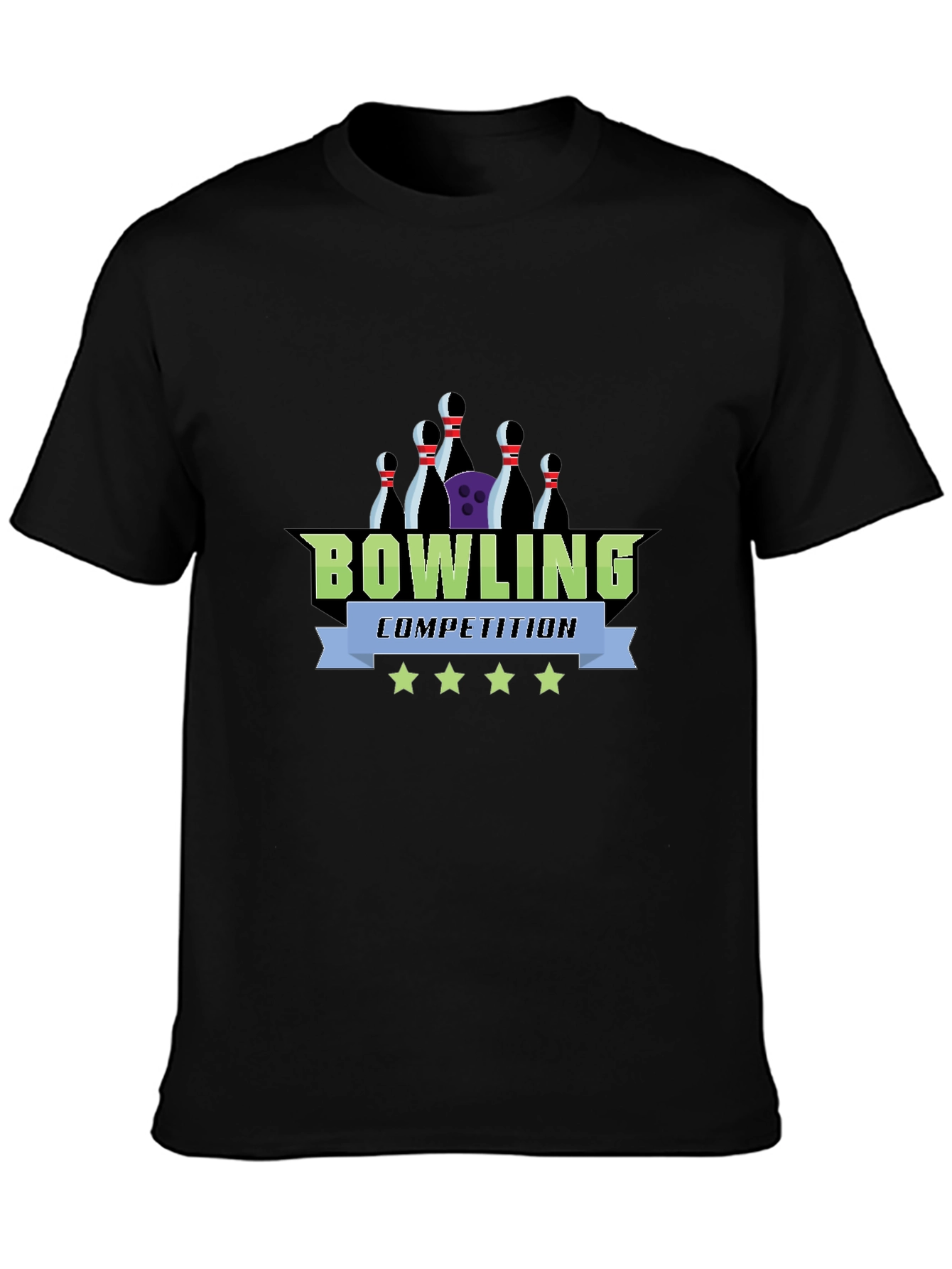 Black Bowling Competition Graphic Tee - Black Cotton view 3