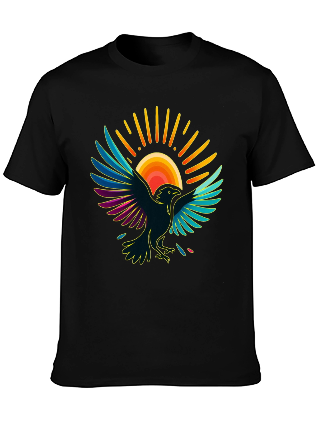 Black Raven Sun T-Shirt - Artistic Graphic Tee view 3