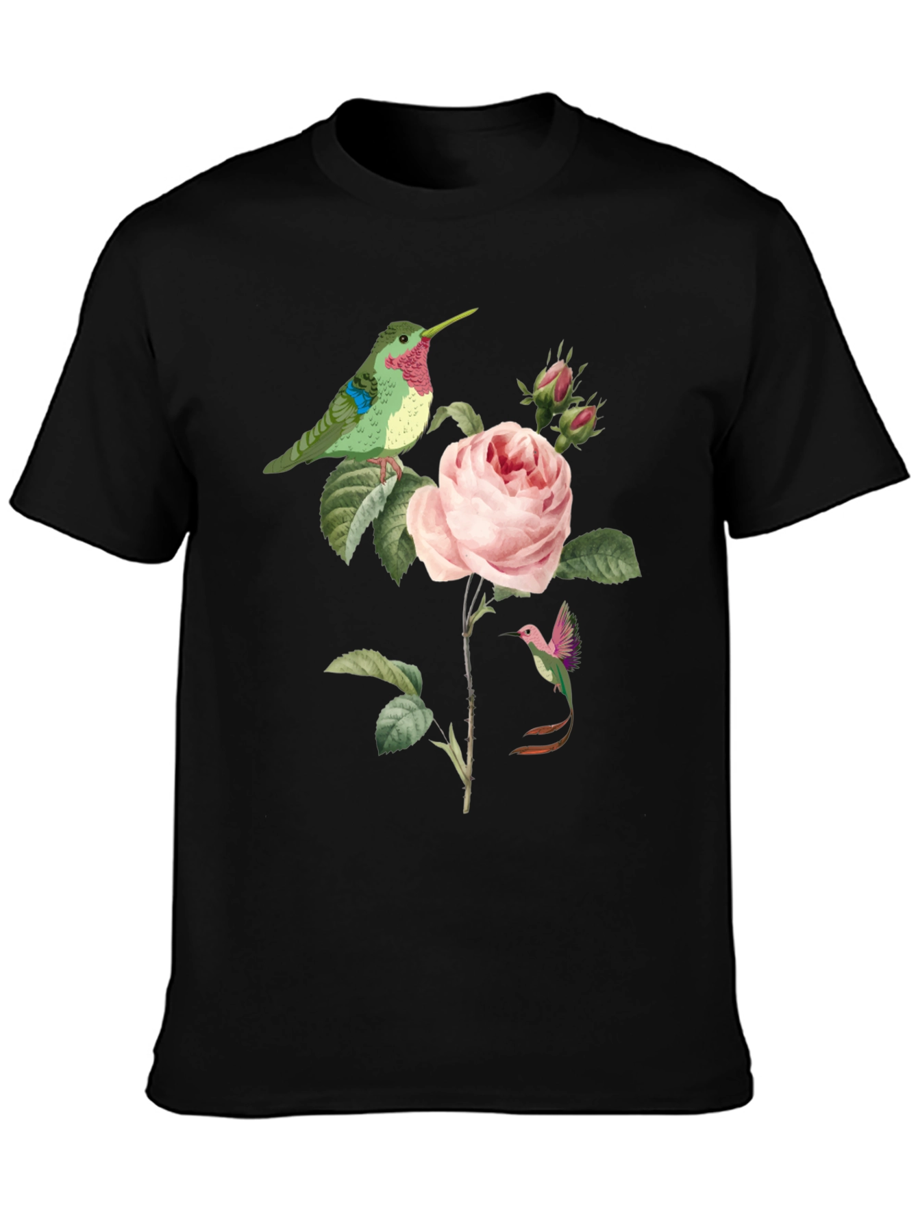 Black Hummingbird & Rose Graphic Tee view 3
