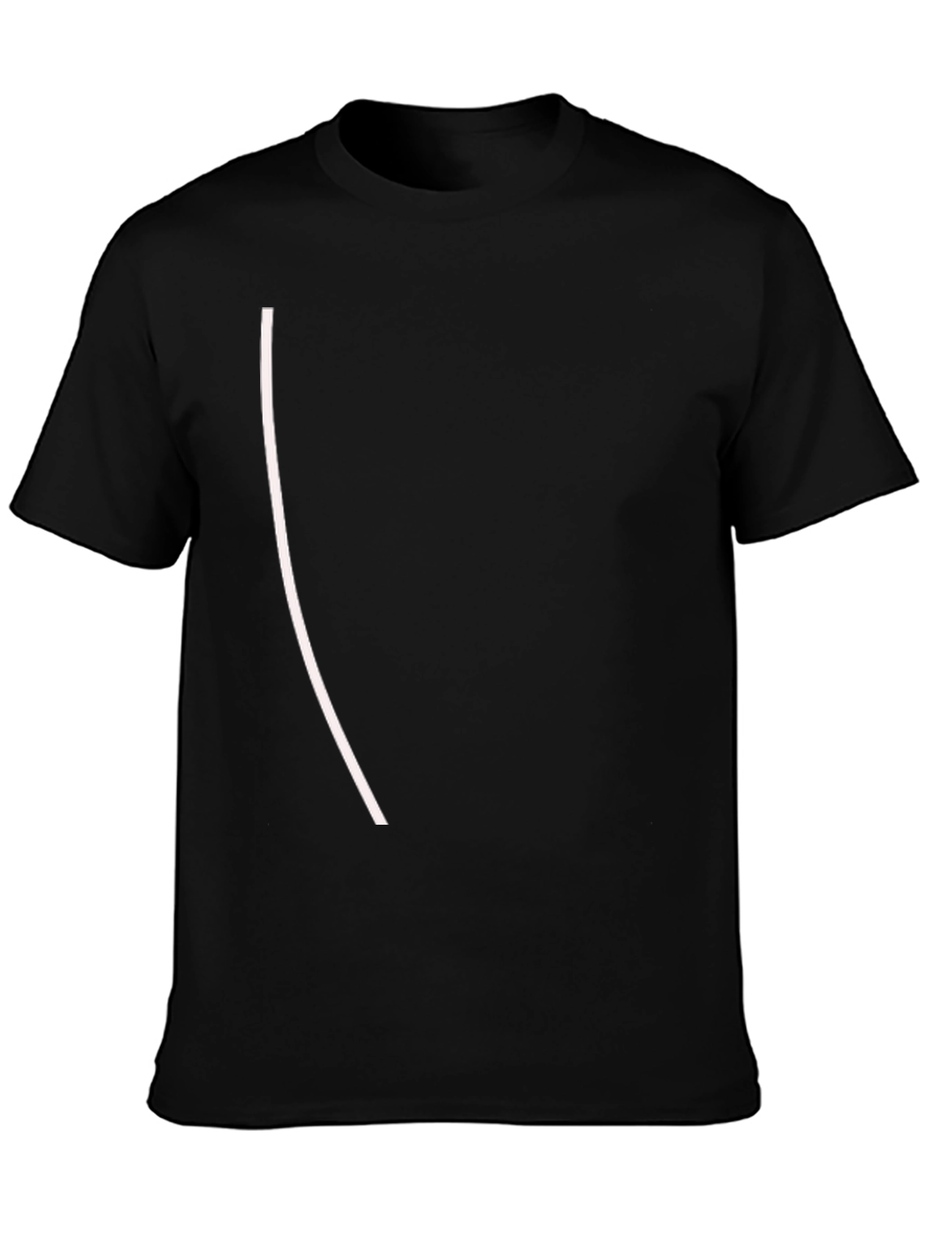 Black Black Crew Neck T-Shirt with Unique Stripe Design view 3