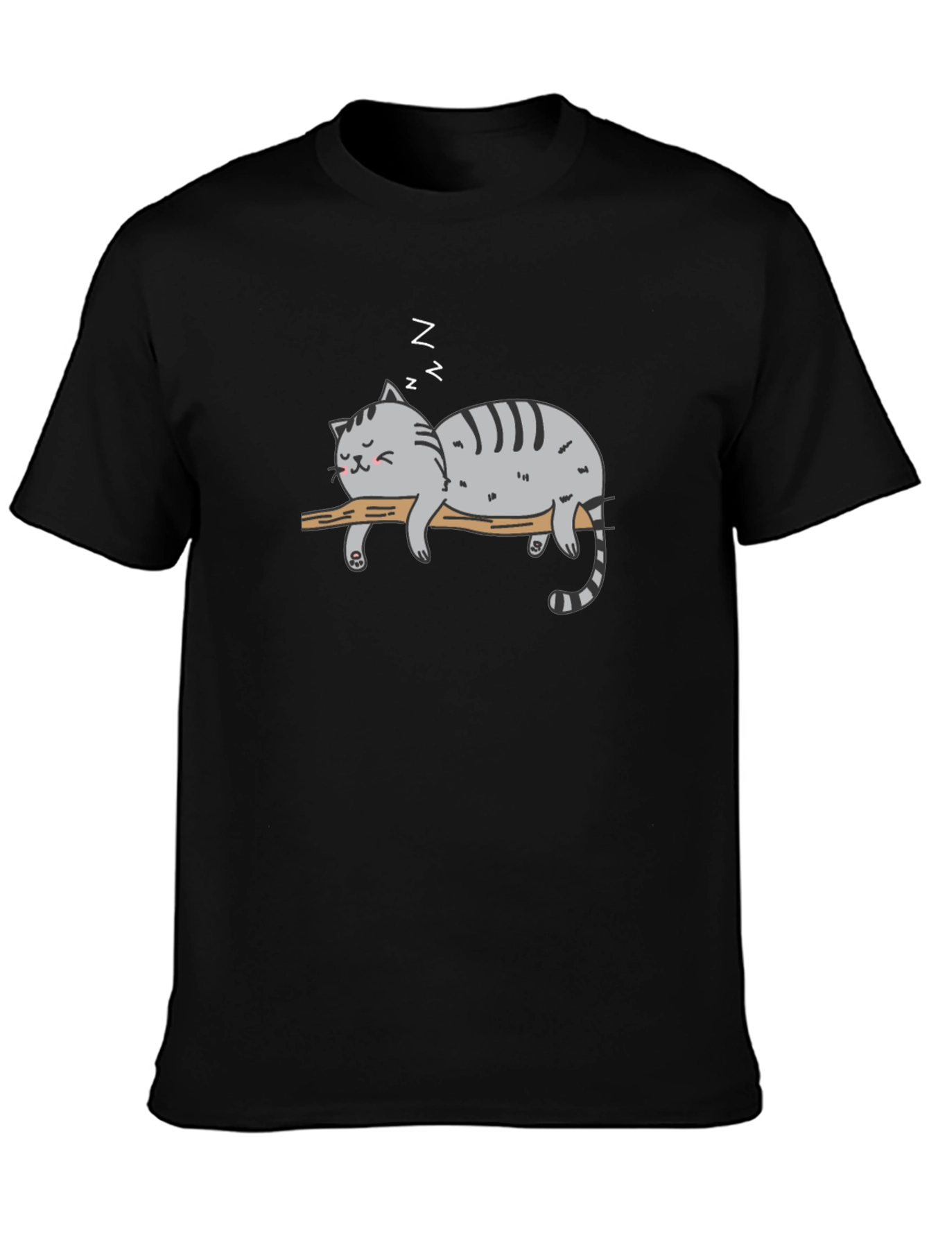 Black Lazy Cat Nap T-Shirt - Relaxed Graphic Tee view 3