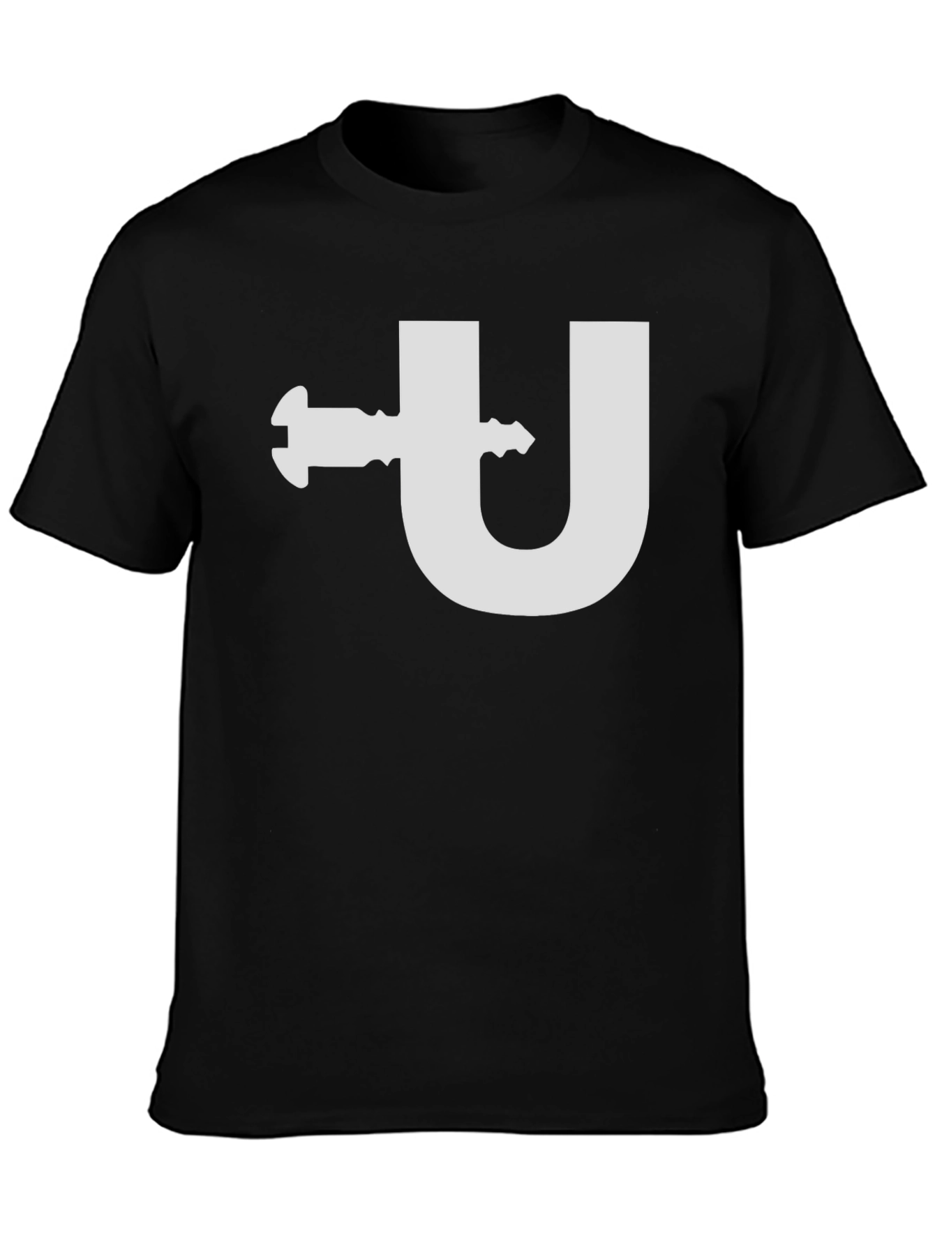 Black Funny U Clamp T-Shirt - Black Cotton Tee view 3