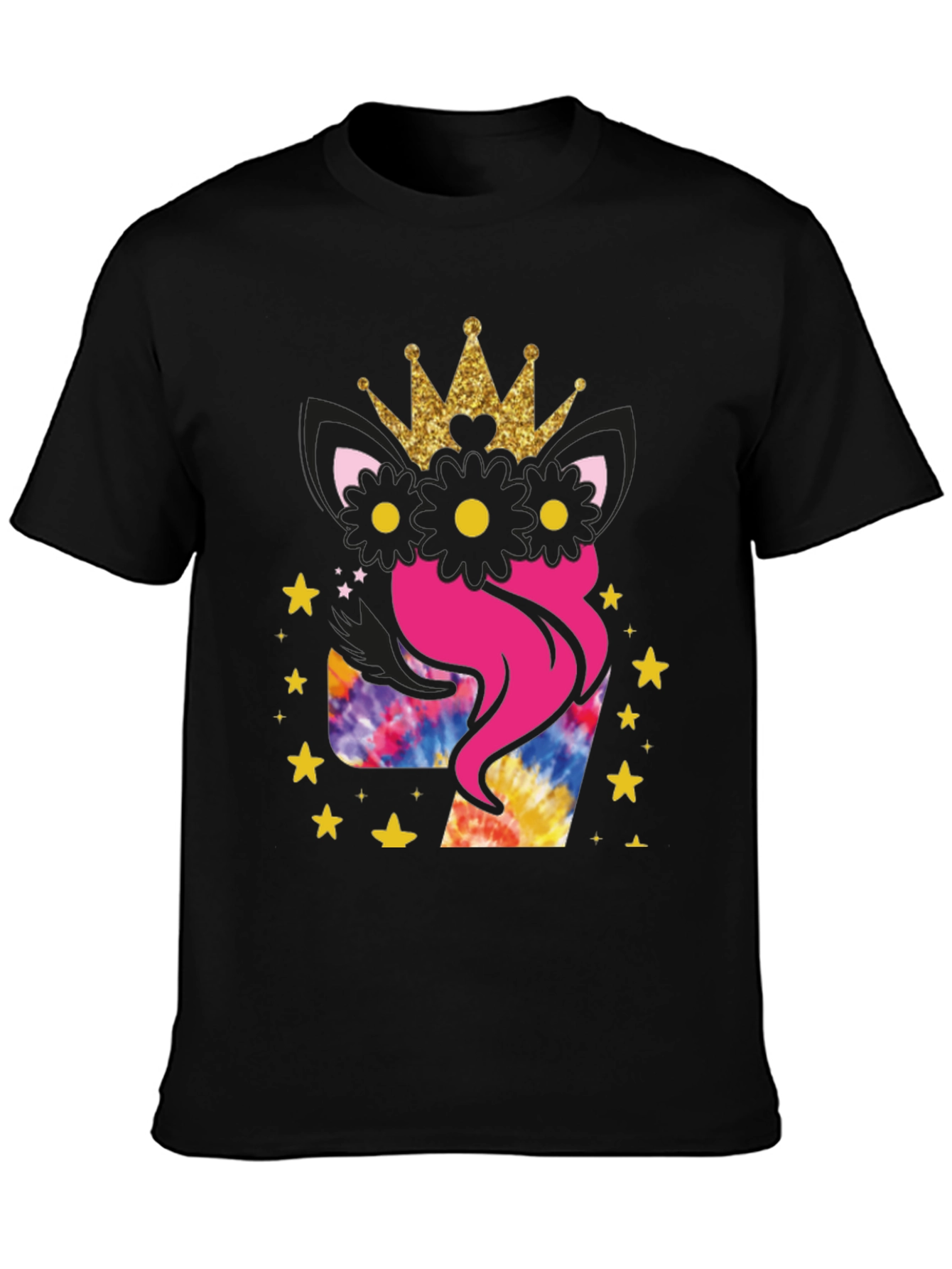 Black Girl's 7th Birthday Unicorn T-Shirt view 3