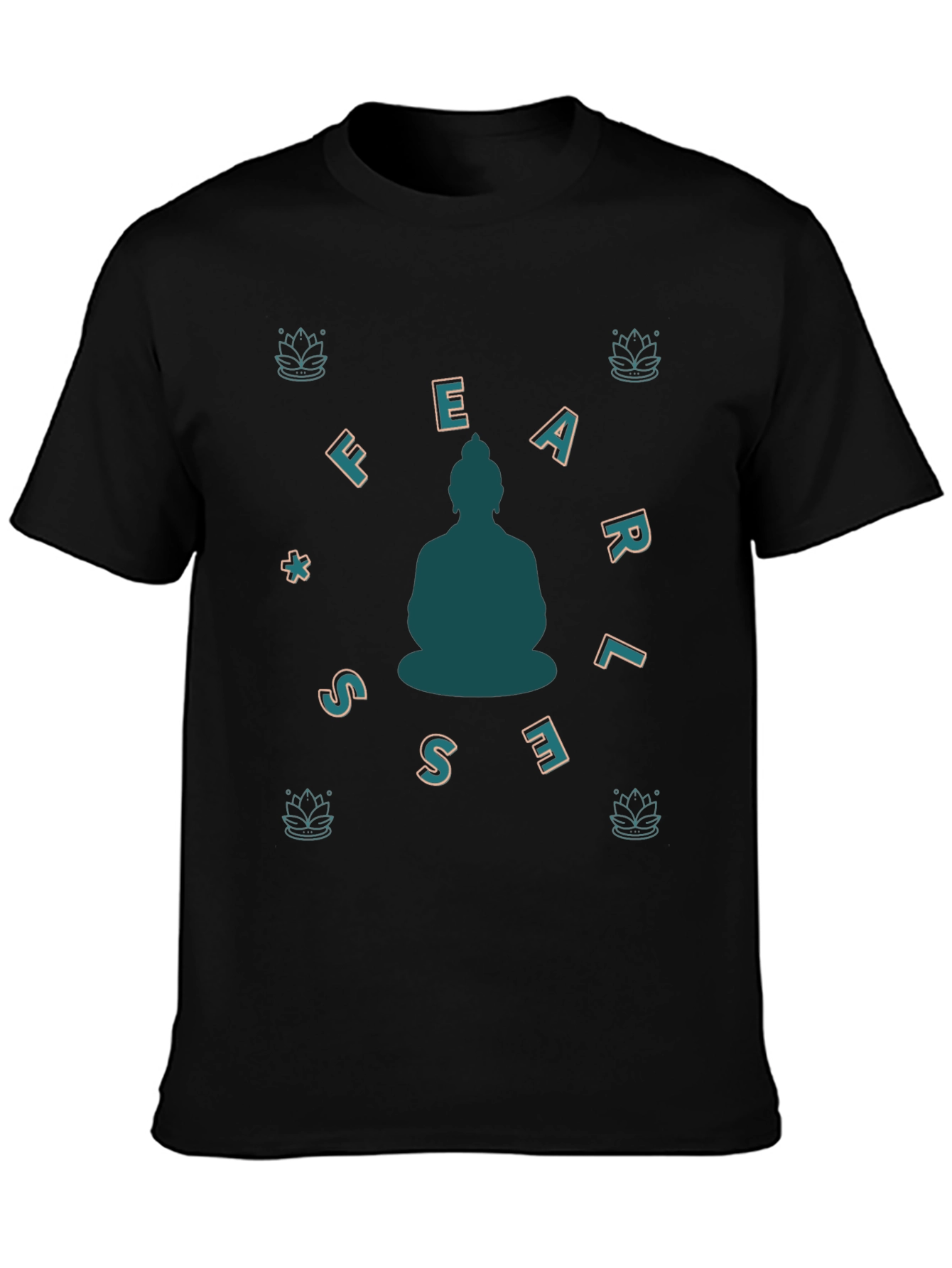 Black Fearless Buddha Graphic Tee view 3