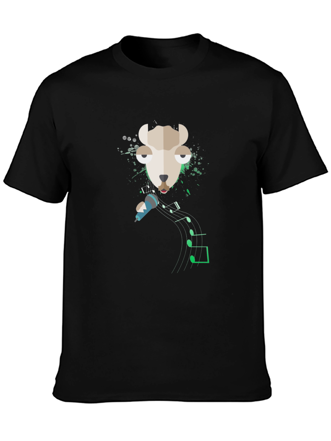 Black Singing Llama Graphic Tee - Cool Musical Design view 3