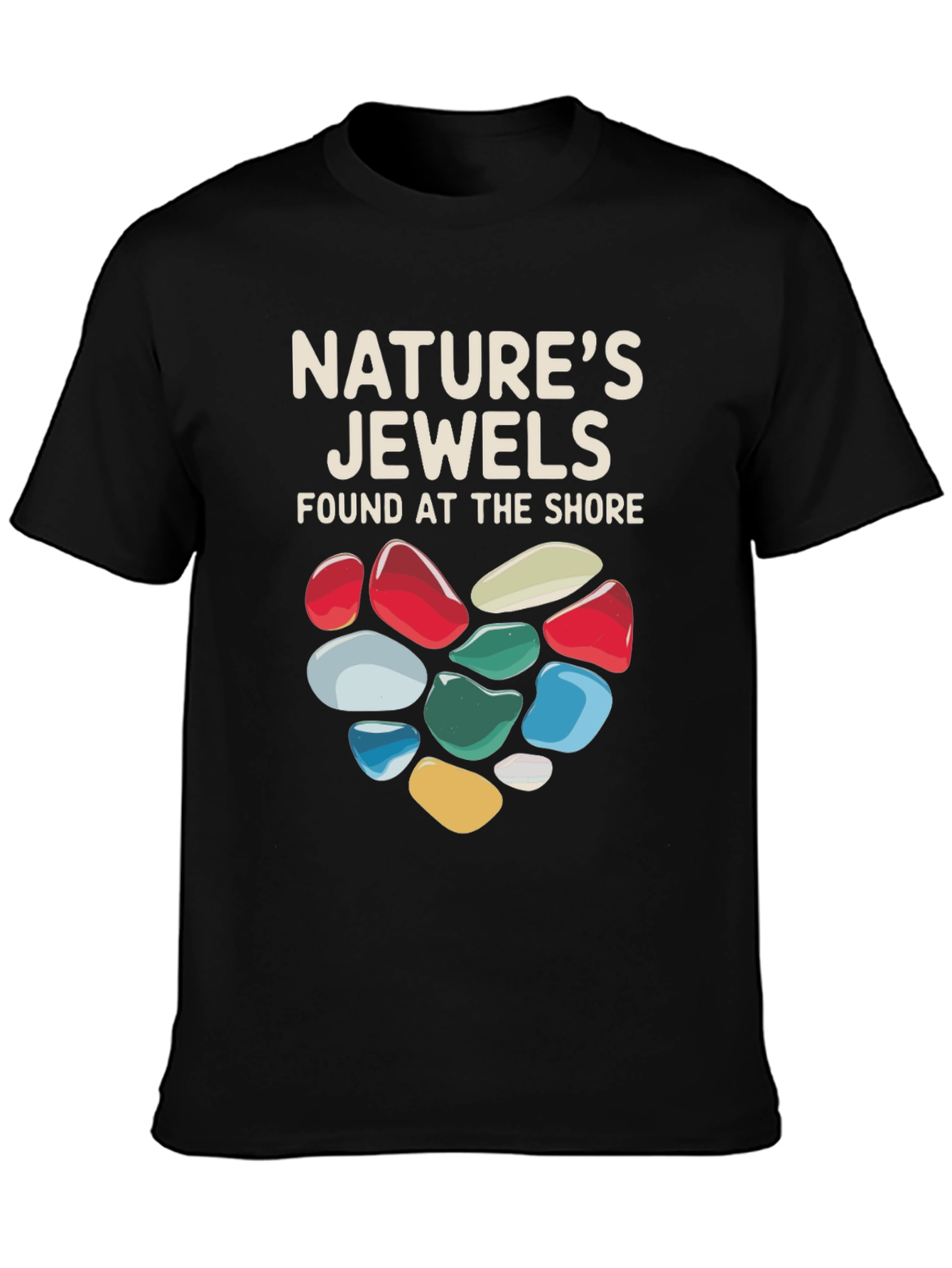 Black Nature's Jewels T-Shirt - Found at the Shore view 3