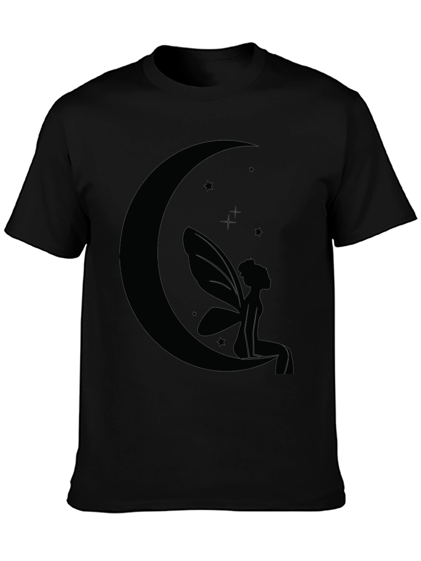 Black Moon Fairy Graphic Tee - Black Cotton Comfort view 3