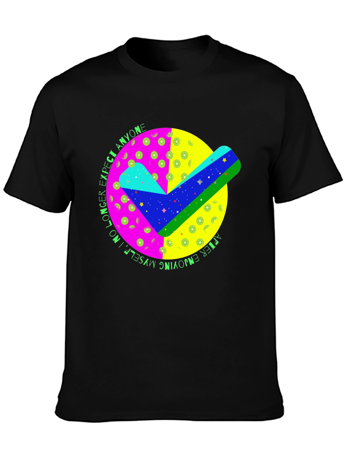 Black Colorful Check Mark Graphic T-Shirt view 3