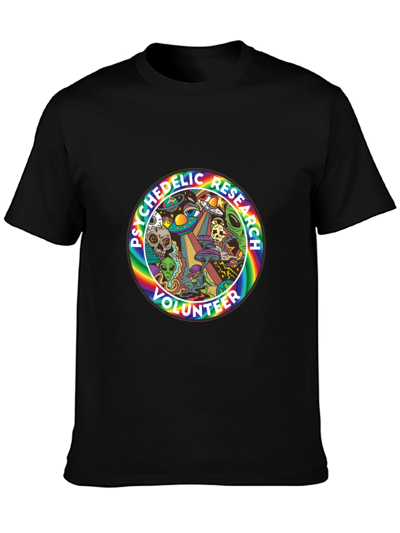 Black Psychedelic Research Volunteer T-Shirt - Black Cotton view 3
