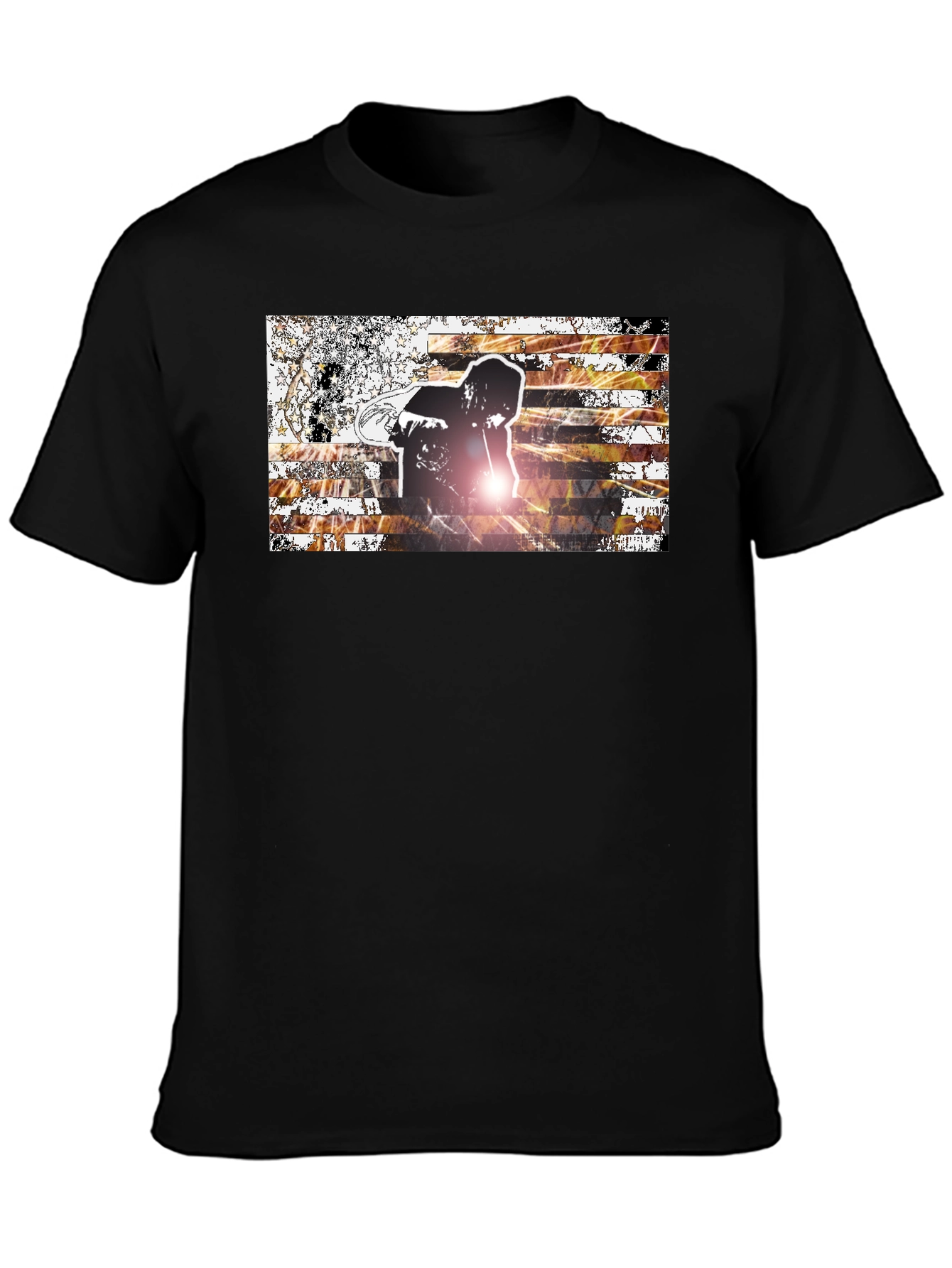 Black Graphic Print Men's Black T-Shirt view 3