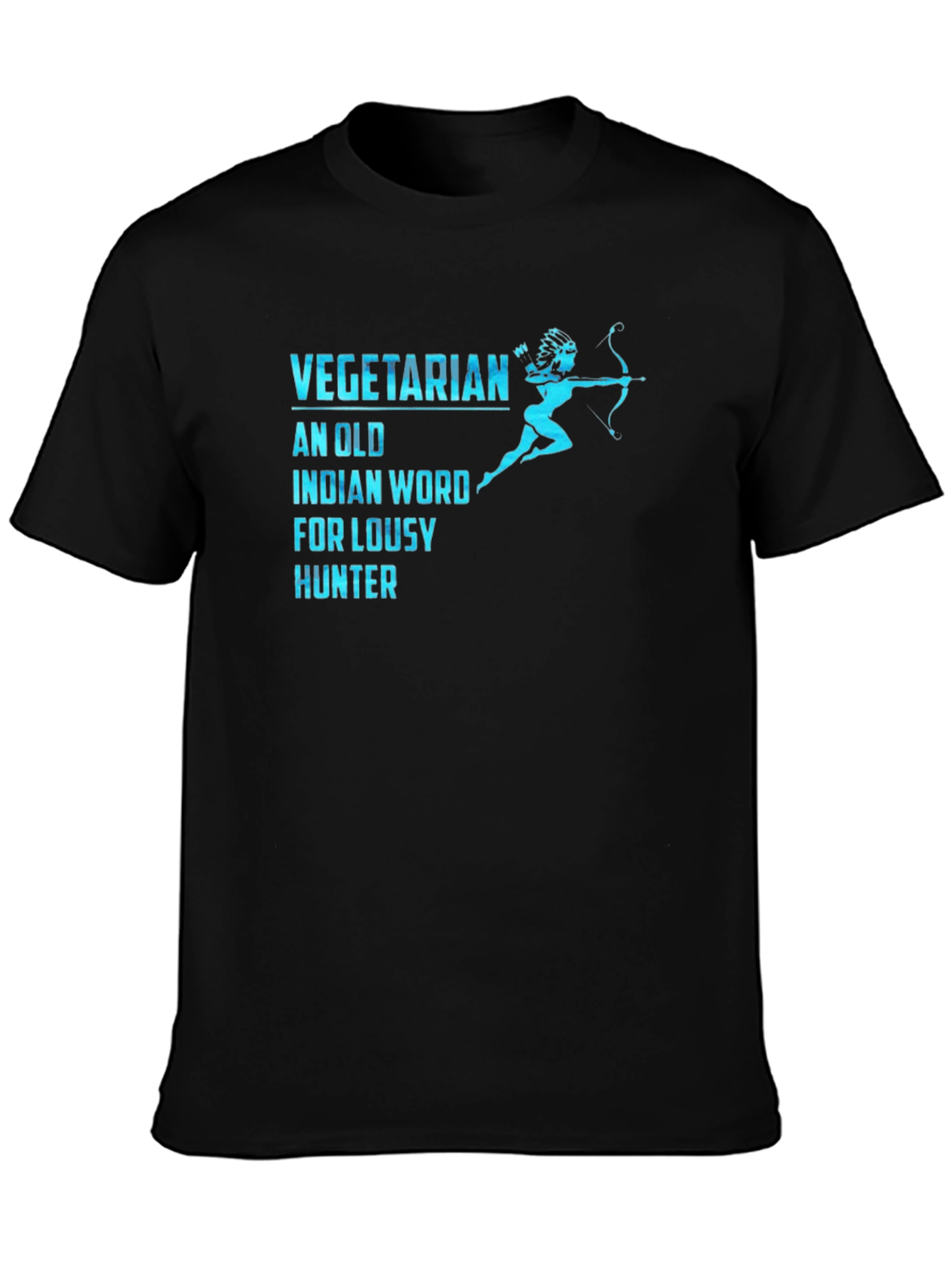 Black Vegetarian Lousy Hunter Funny Graphic T-Shirt view 3