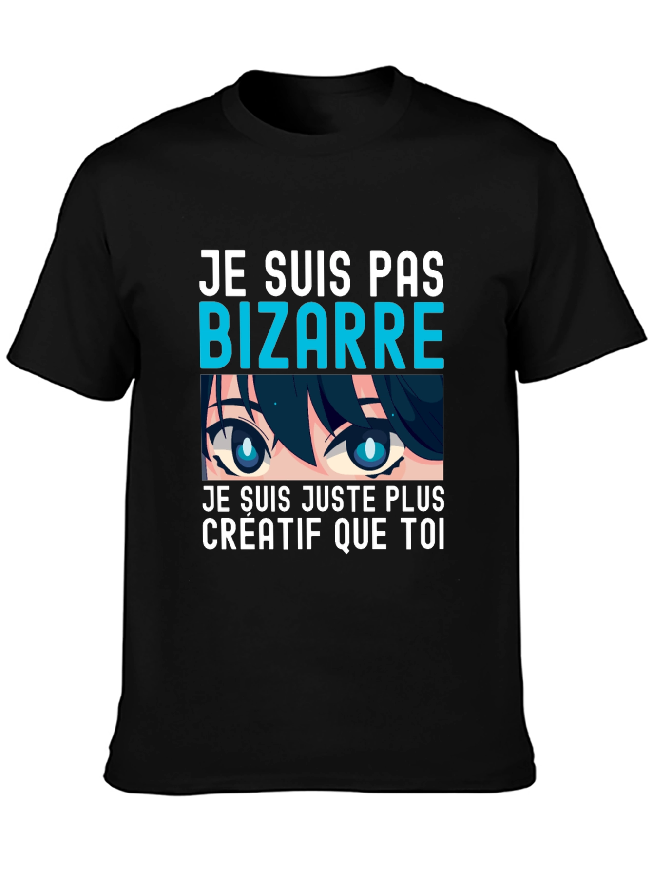 Black Creative Anime Eyes Graphic T-Shirt - Unique Tee view 3