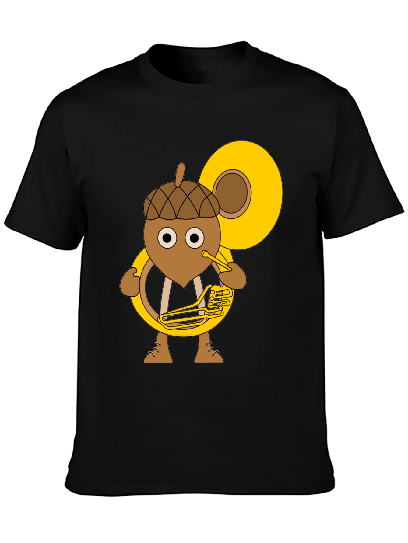 Black Acorn Tuba Player Black T-Shirt view 3