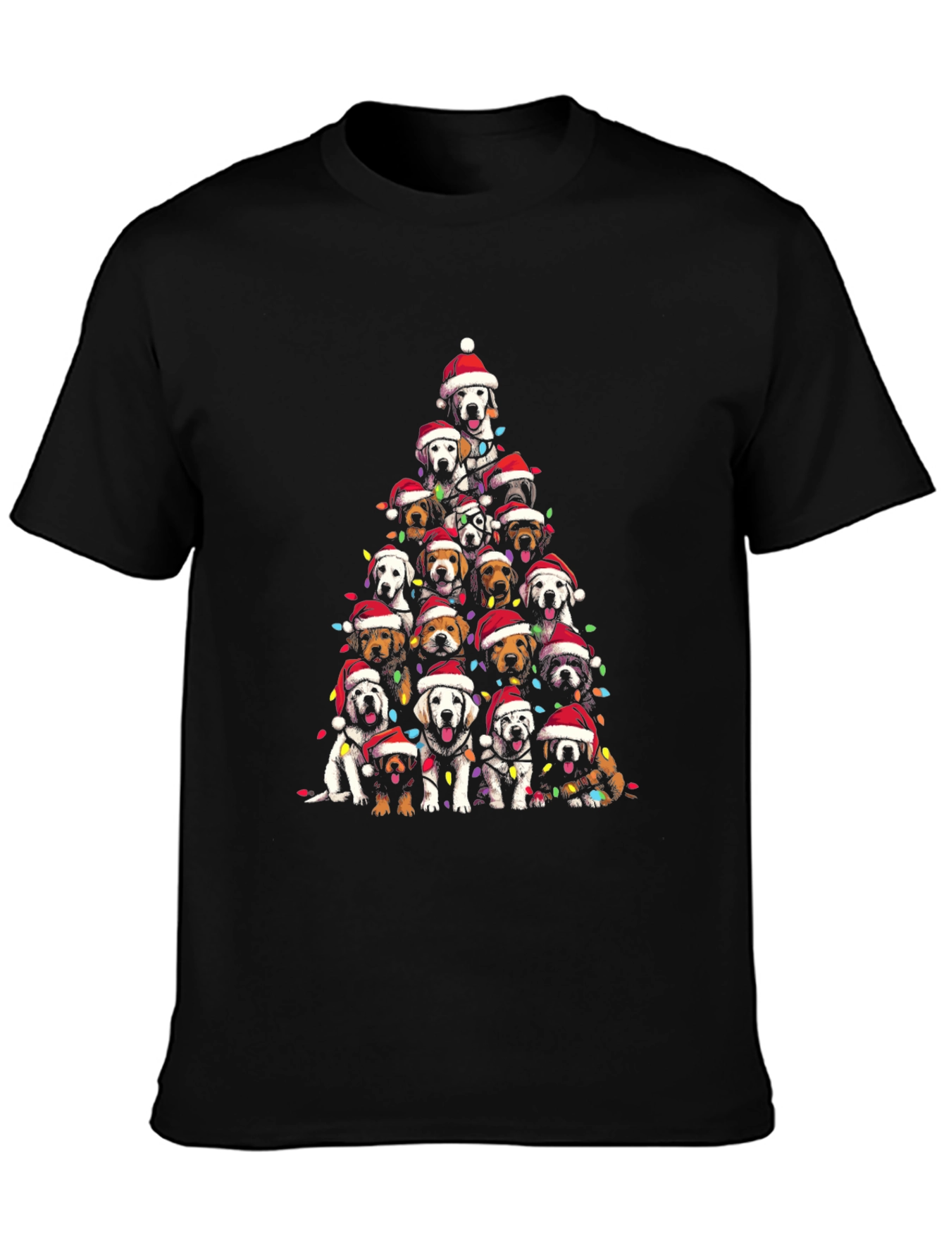 Black Dog Breed Christmas Tree T-Shirt view 3