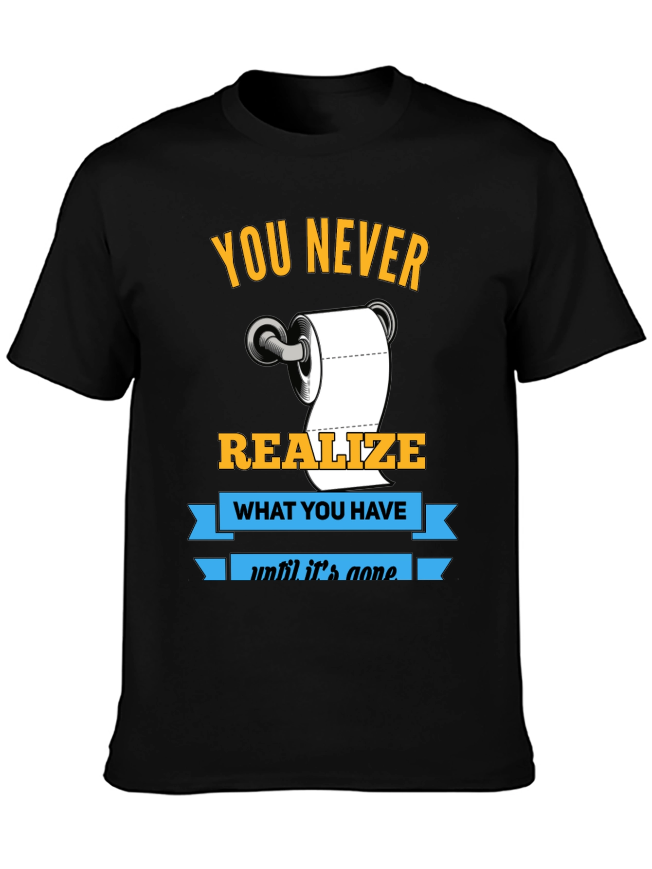 Black Funny Toilet Paper Graphic T-Shirt view 3