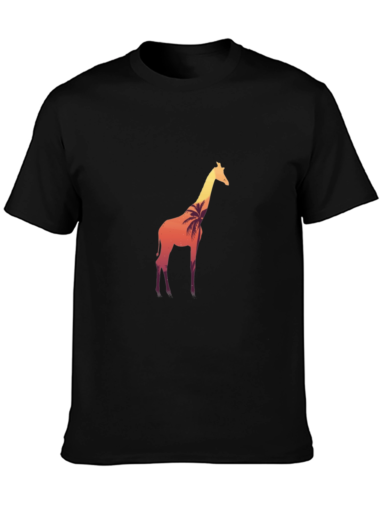 Black Sunset Giraffe Black T-Shirt view 3