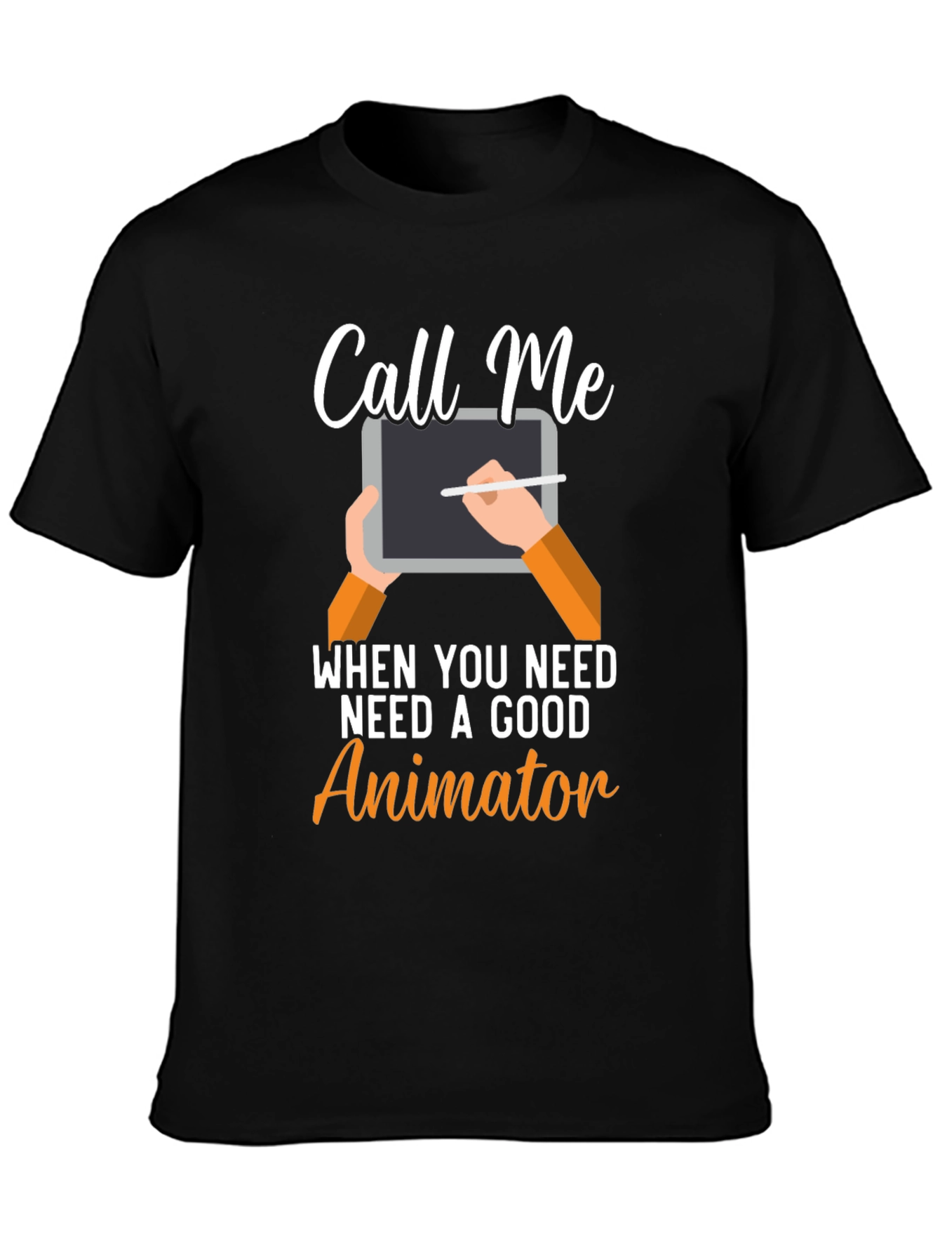 Black Call Me Animator T-Shirt - Creative Design view 3