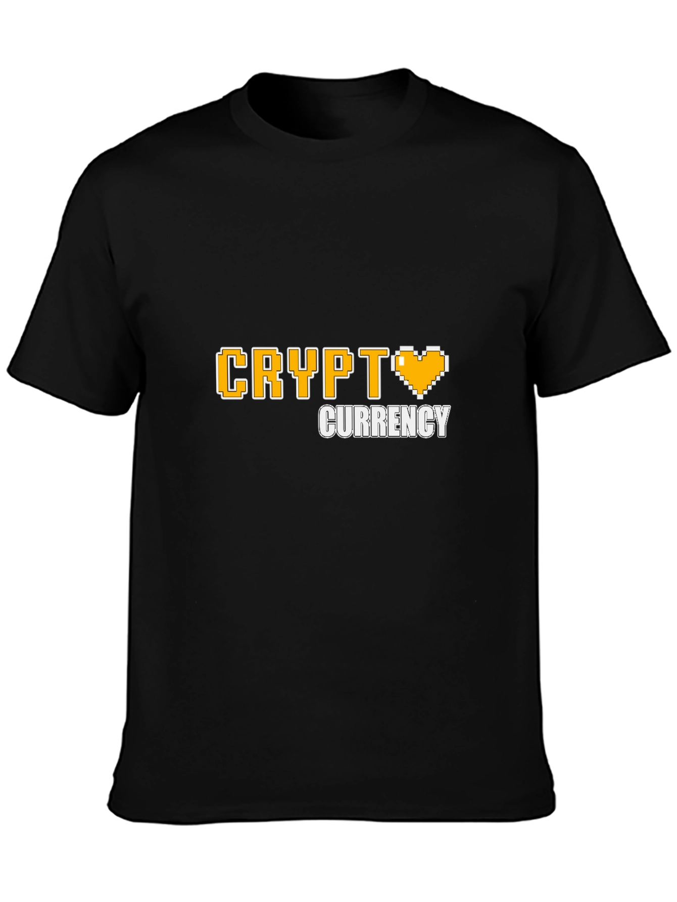 Black Crypto Currency Pixel Heart T-Shirt - Black view 3