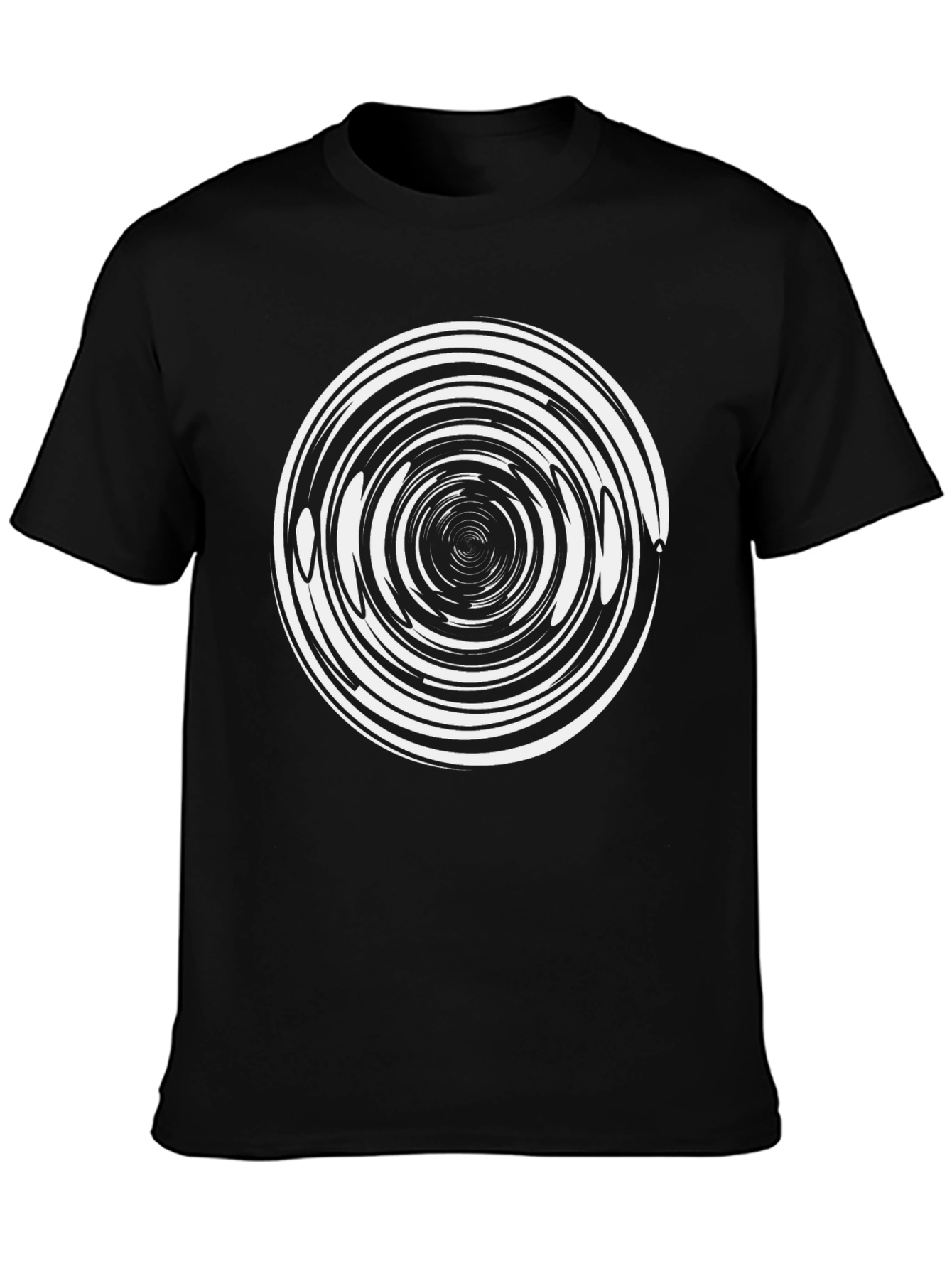 Black Hypnotic Swirl Graphic Black T-Shirt view 3