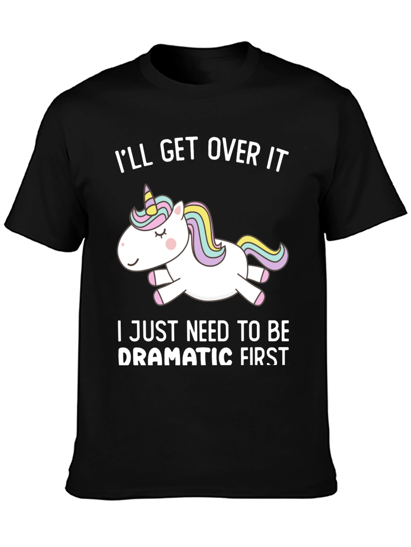 Black Dramatic Unicorn T-Shirt - Funny Graphic Tee view 3