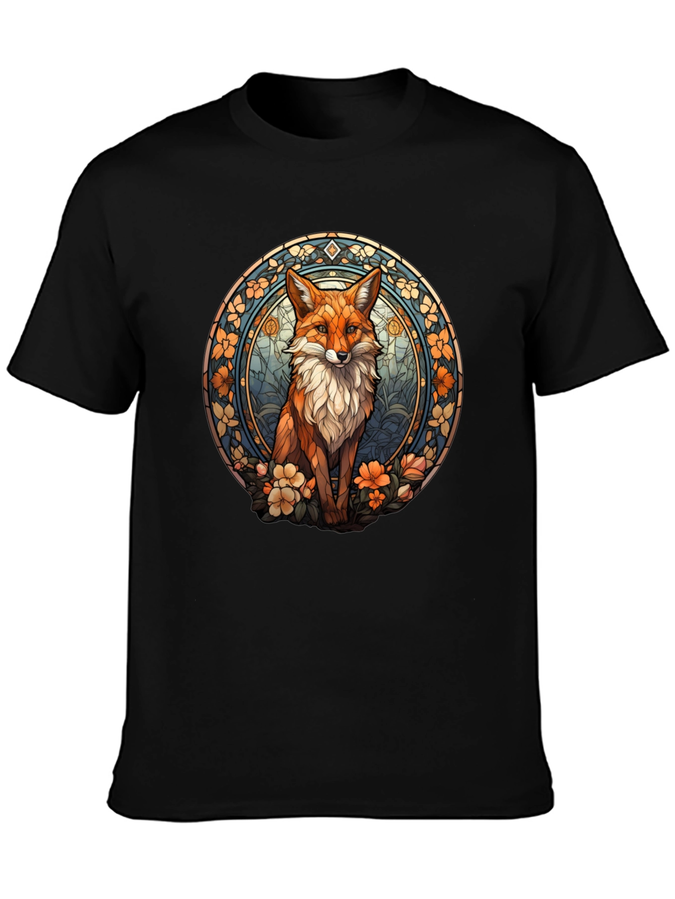 Black Fox Art T-Shirt - Black Cotton Blend view 3