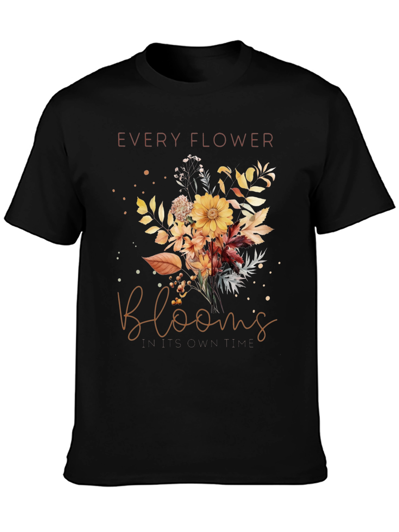 Black Every Flower Blooms T-Shirt - Floral Graphic Tee view 3