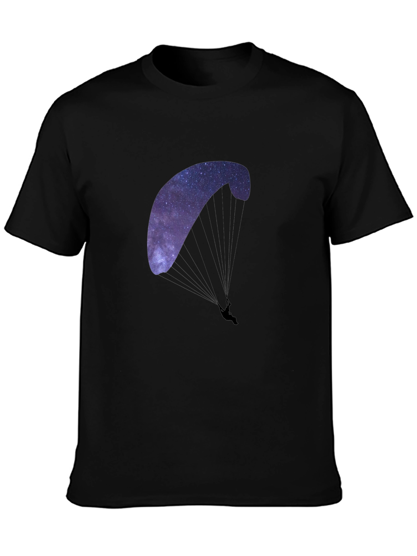 Black Galaxy Paragliding Graphic Tee - Black Cotton Blend view 3