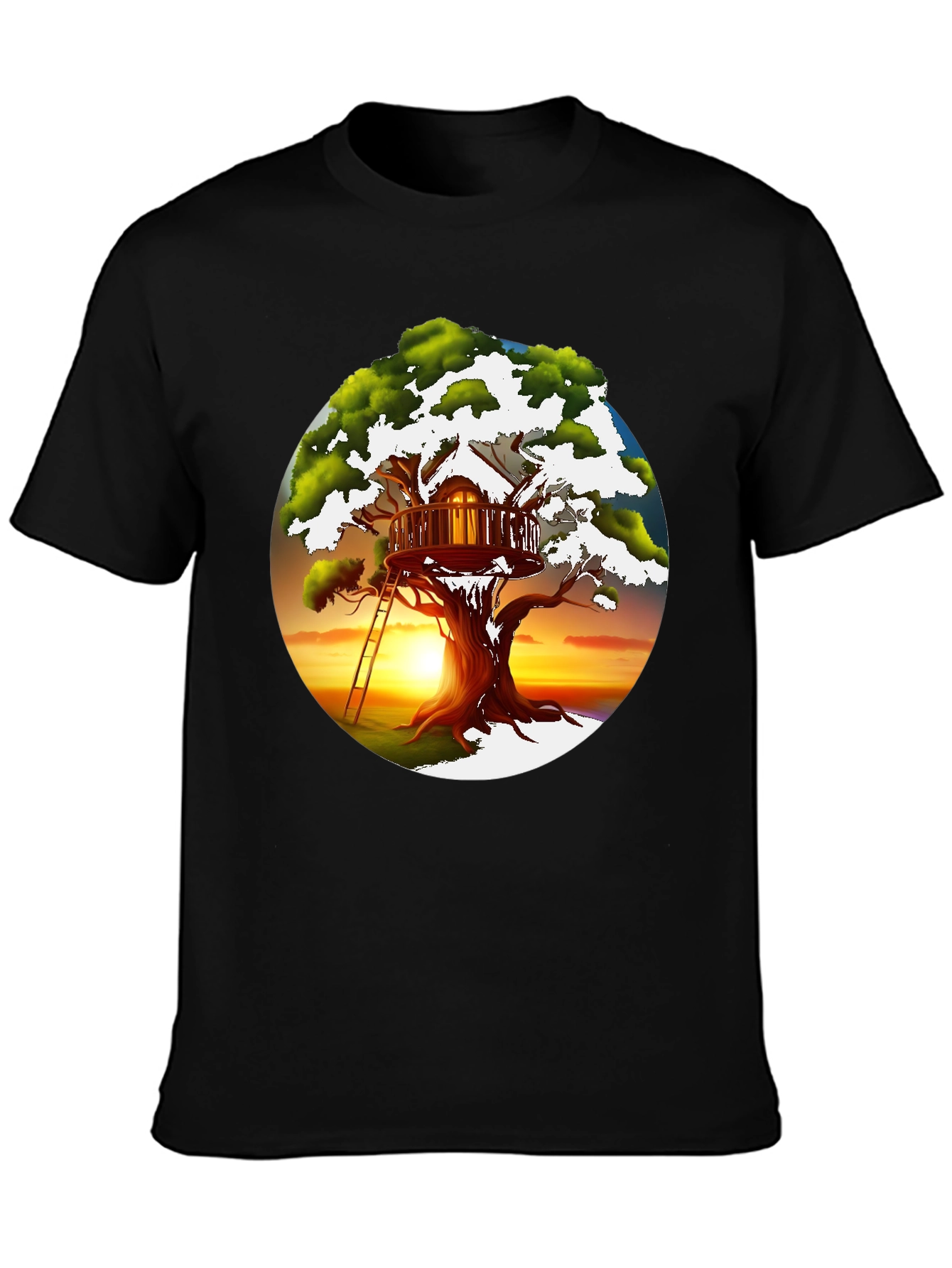 Black Treehouse Graphic T-Shirt - Unique Design view 3