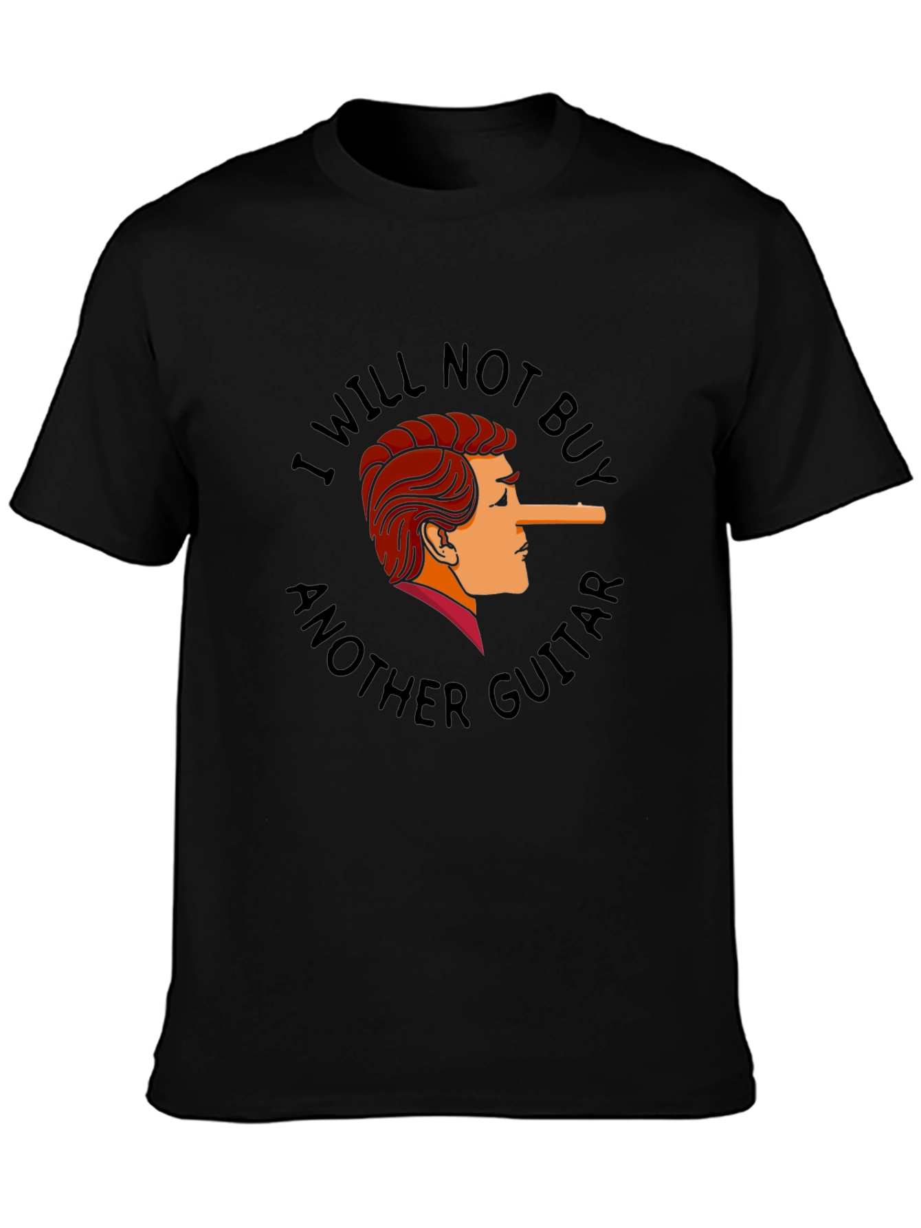 Black I Will Not Buy Another Guitar Funny T-Shirt view 3