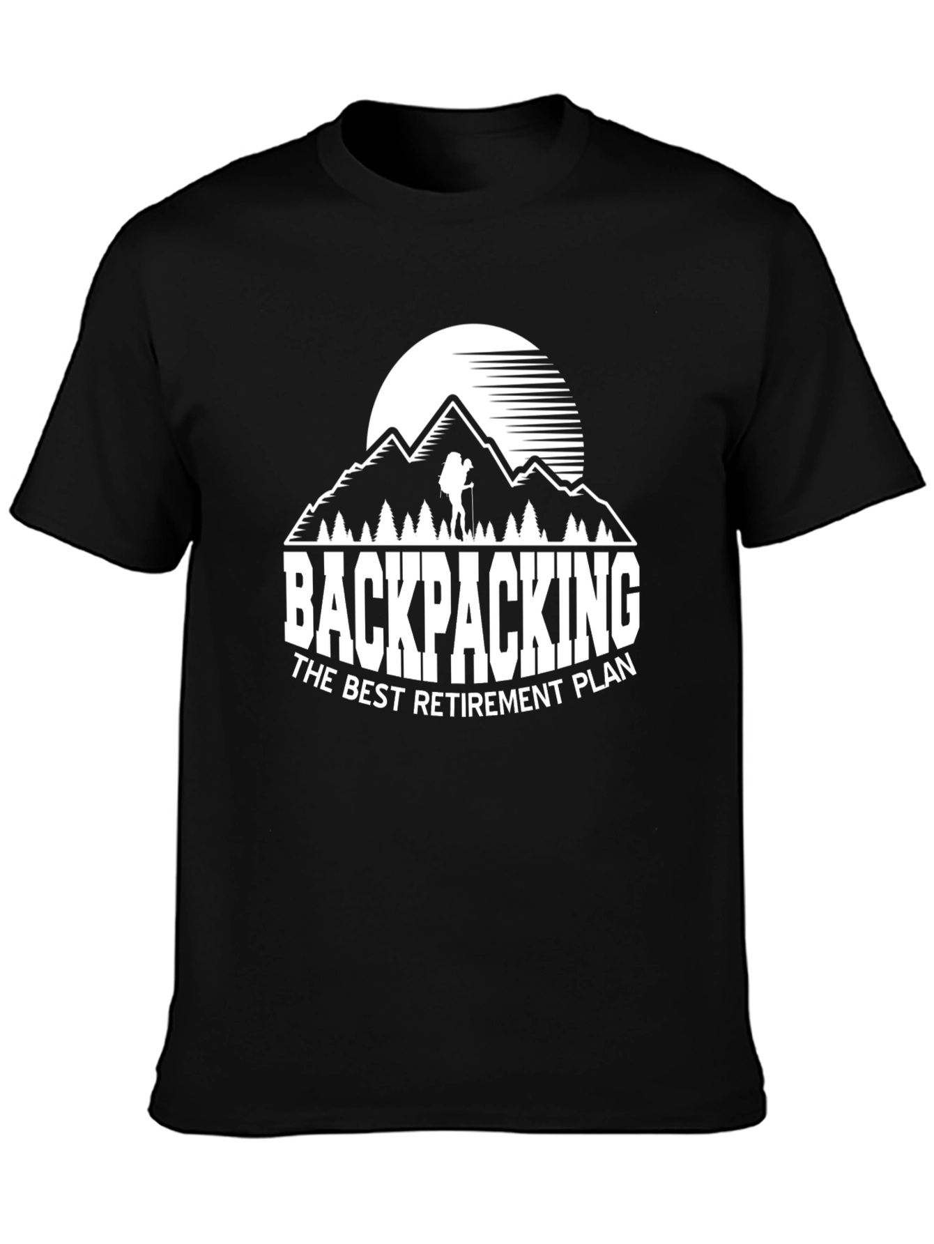 Black Backpacking Retirement T-Shirt - Black view 3