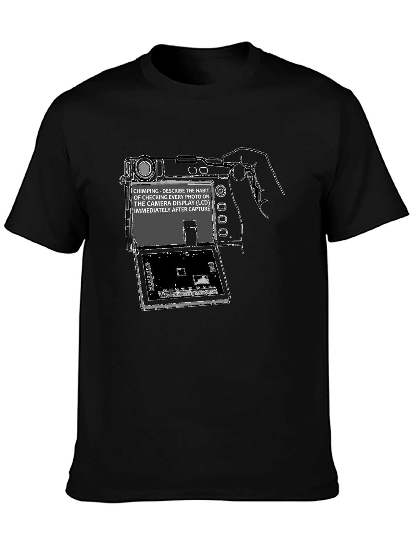 Black Chimping Camera Definition T-Shirt - Photographer Humor Tee view 3