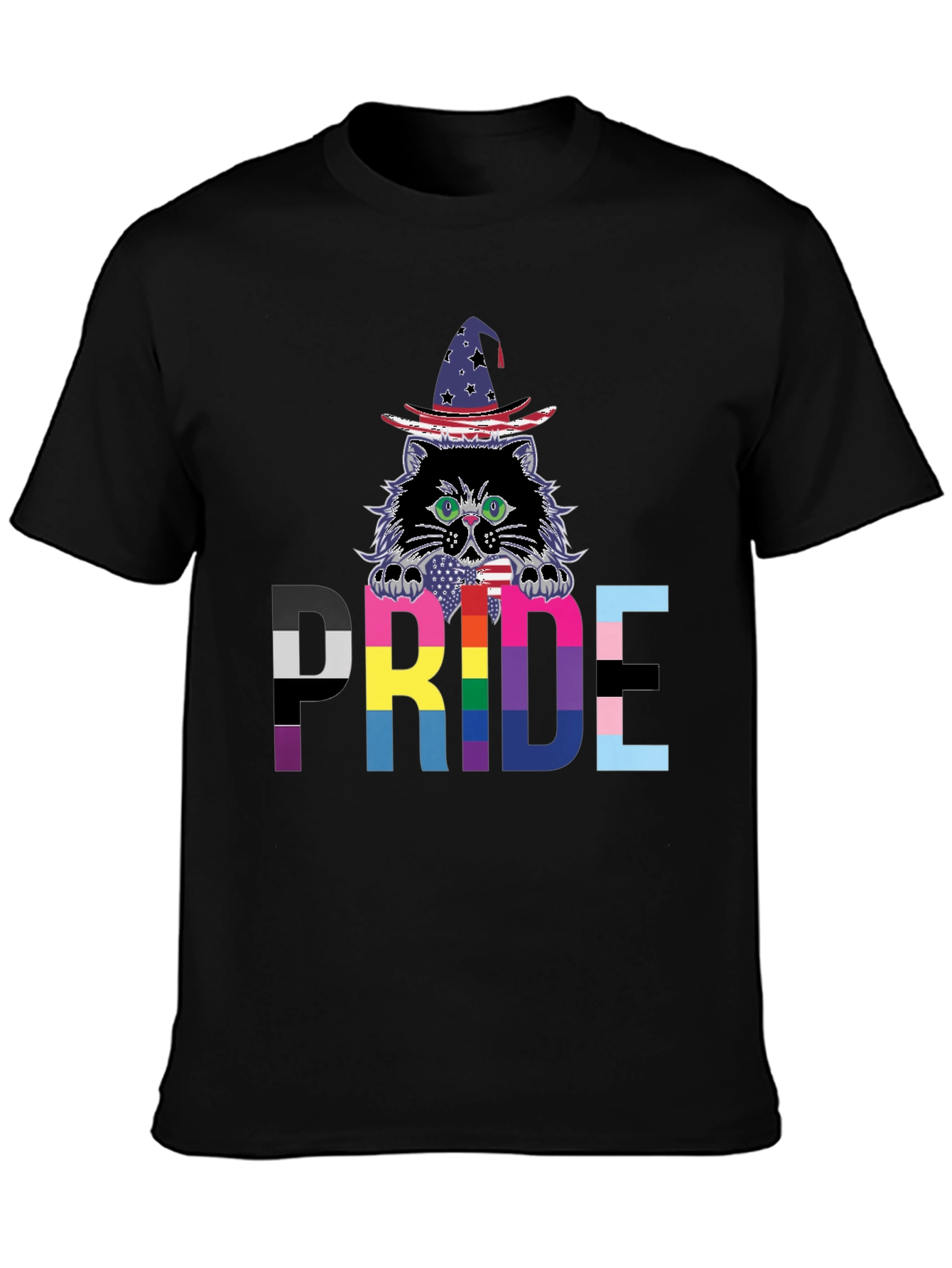 Black Pride Cat Wizard T-Shirt view 3