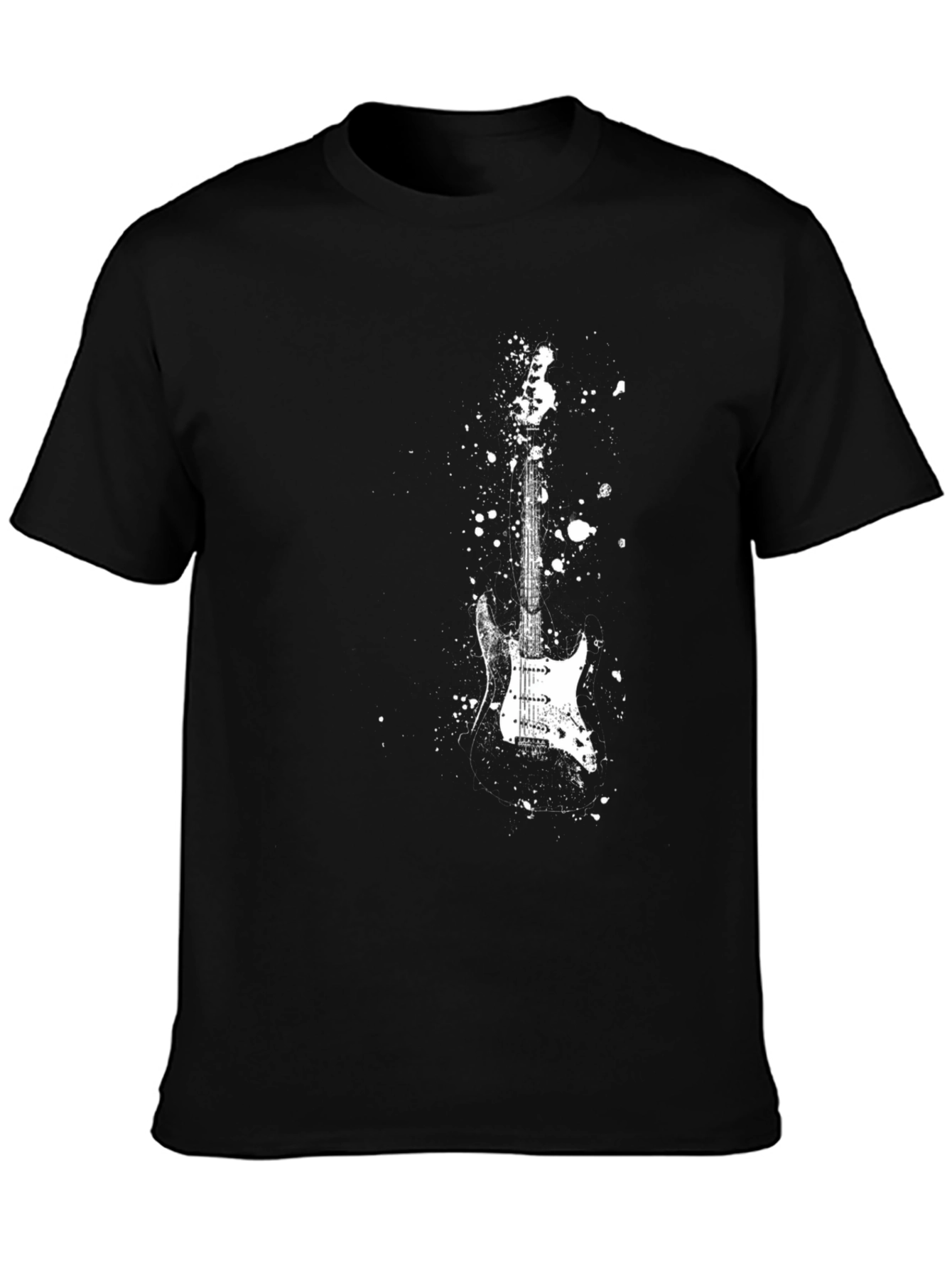 Black Guitar Splatter T-Shirt - Music Lover Tee view 3