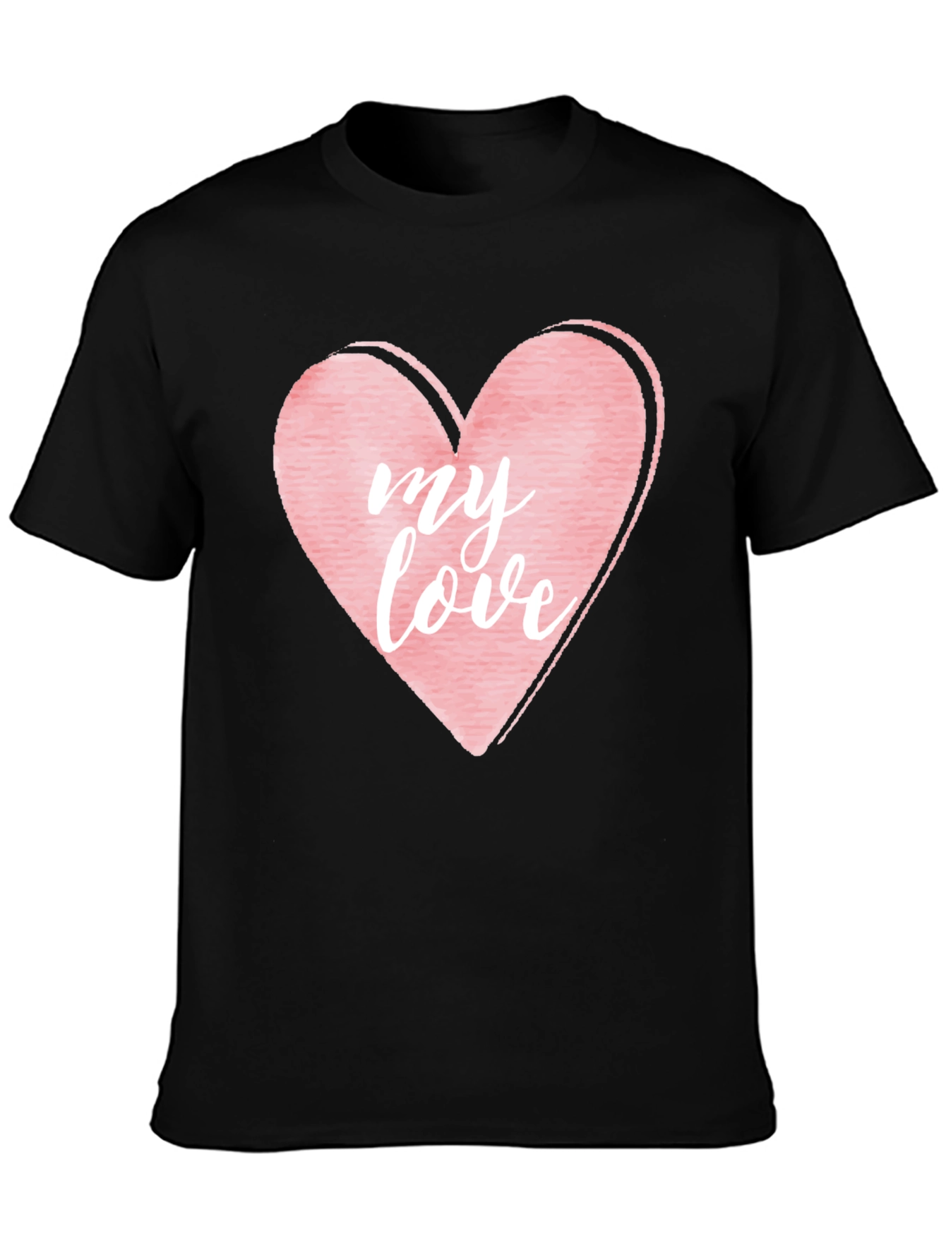 Black My Love Heart Graphic T-Shirt view 3